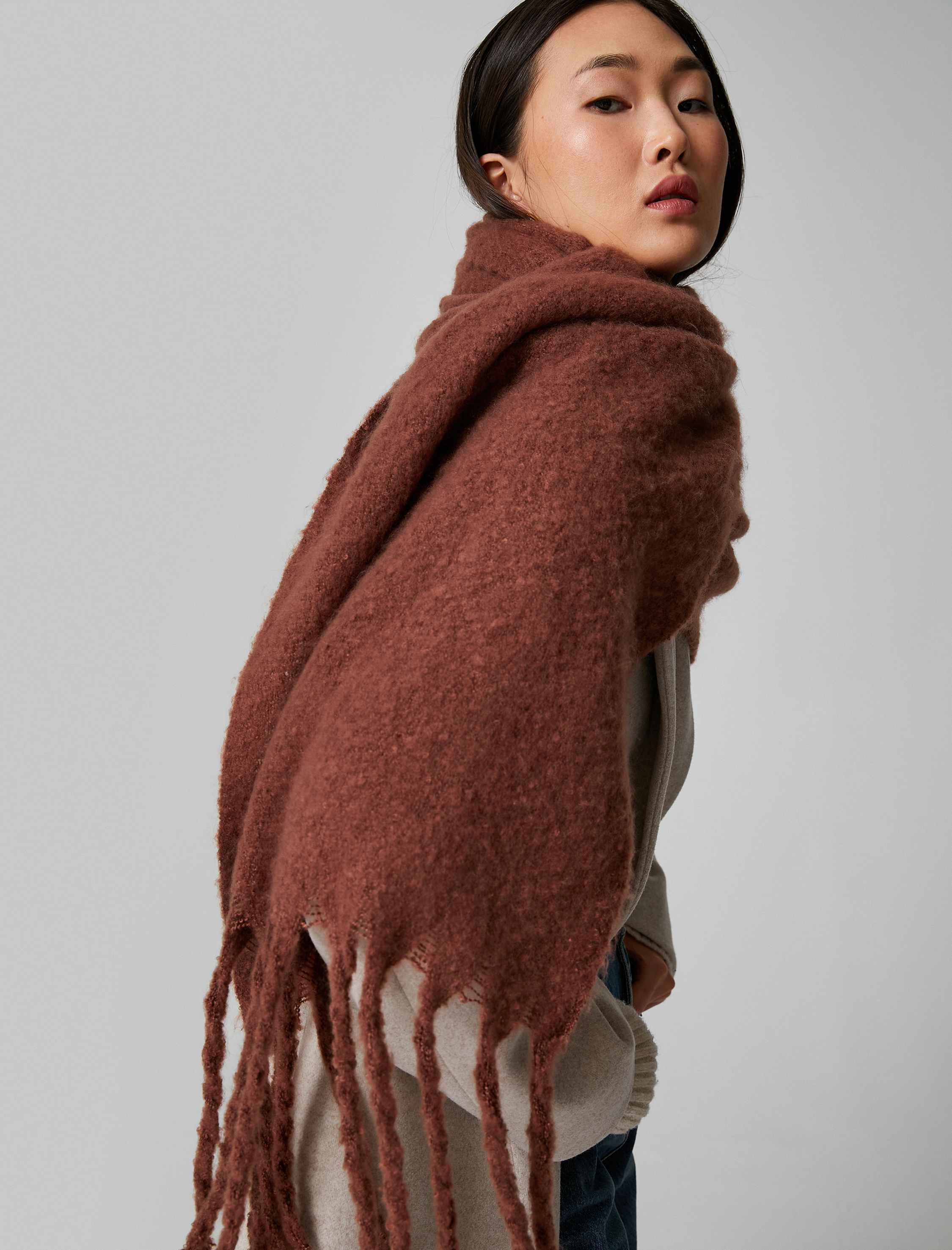  Kadın Uzun Atkı Püsküllü Yumuşak Dokulu