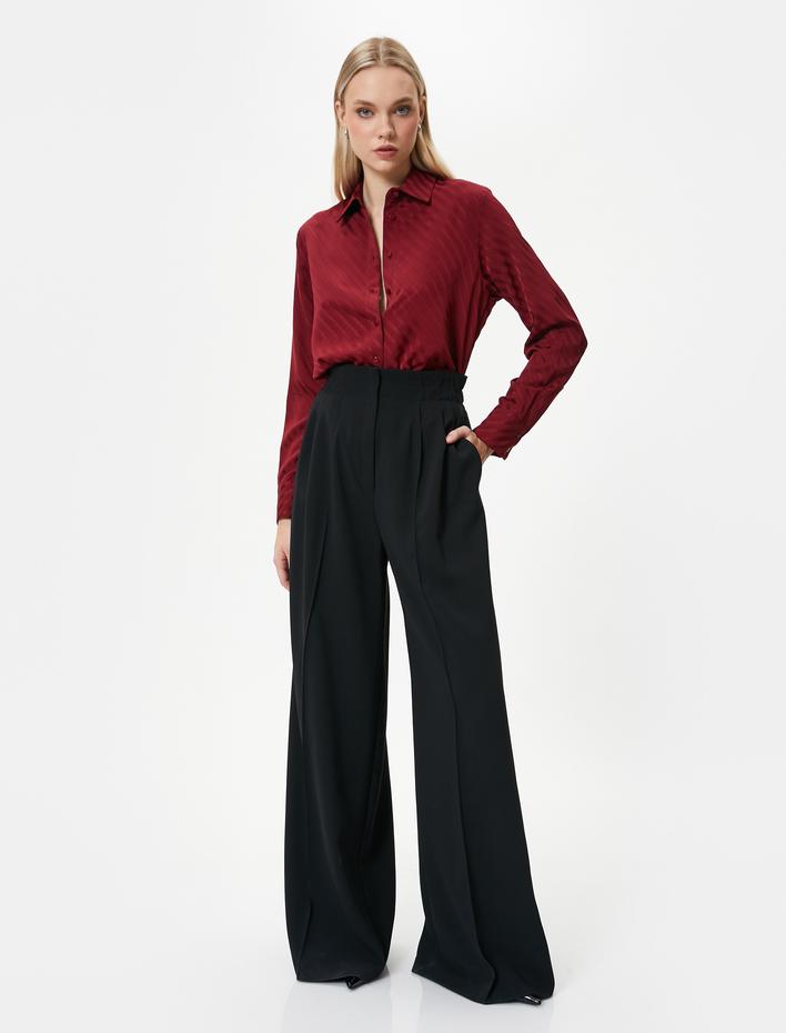  Uzun Kolllu Gömlek Düğmeli Jakarlı Klasik Yaka Regular Fit