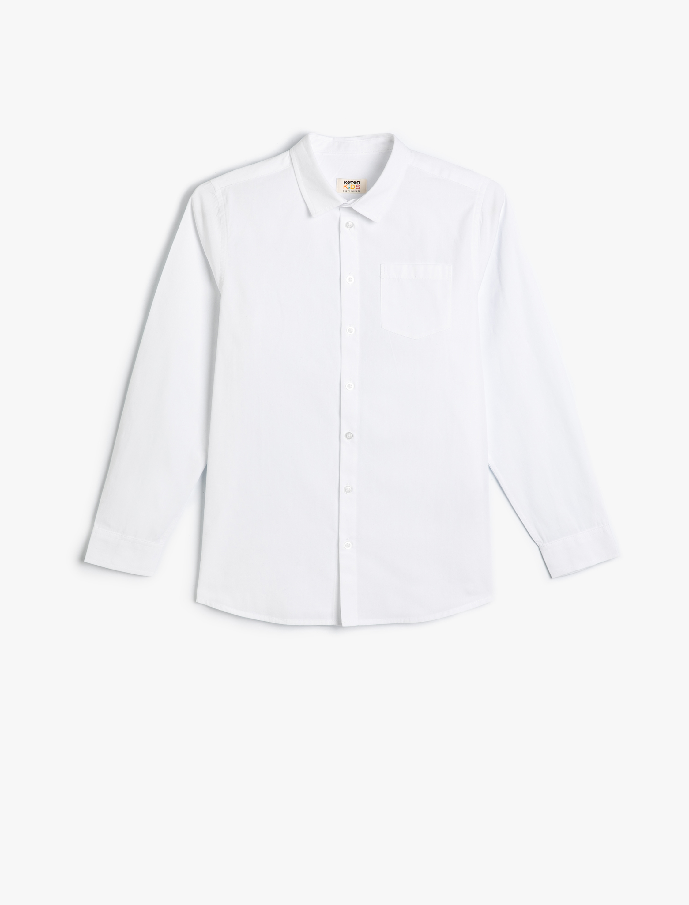  Erkek Çocuk Basic Gömlek Klasik Yaka Uzun Kollu Cep Detaylı Pamuklu