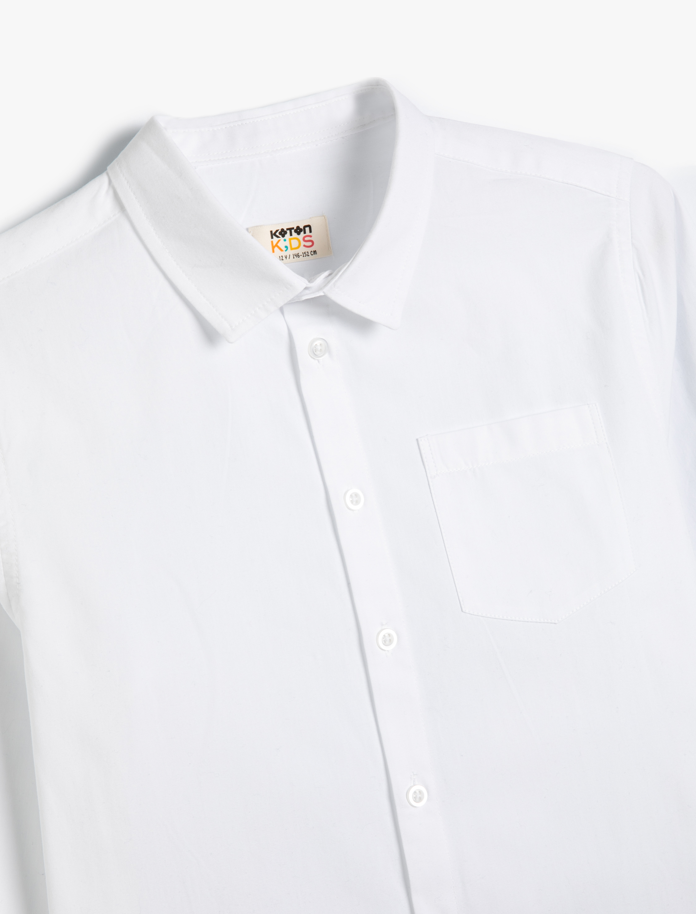  Erkek Çocuk Basic Gömlek Klasik Yaka Uzun Kollu Cep Detaylı Pamuklu