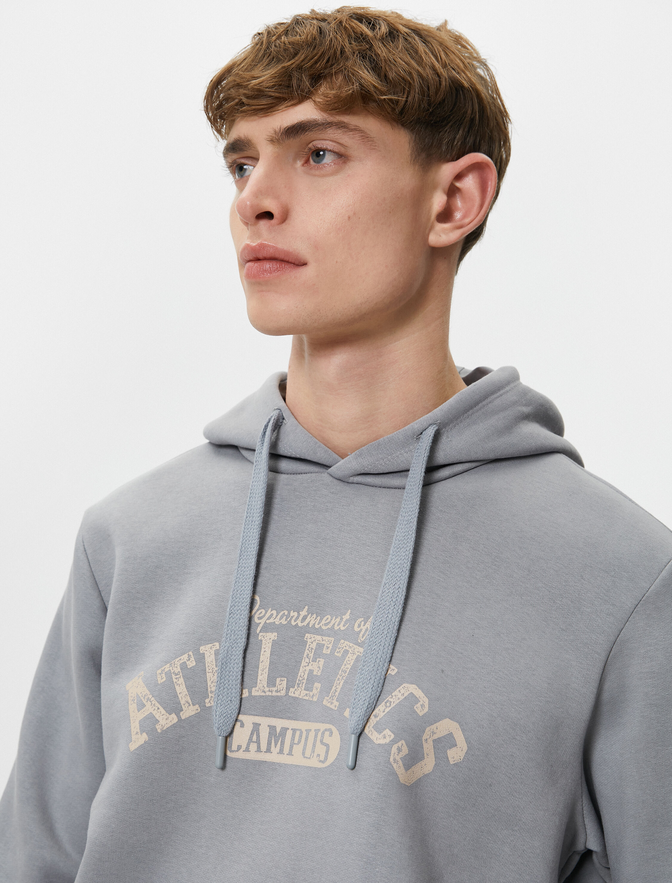   Kapşonlu Sweat Kolej Baskılı Kanguru Cep Detaylı Ribanalı Şardonlu