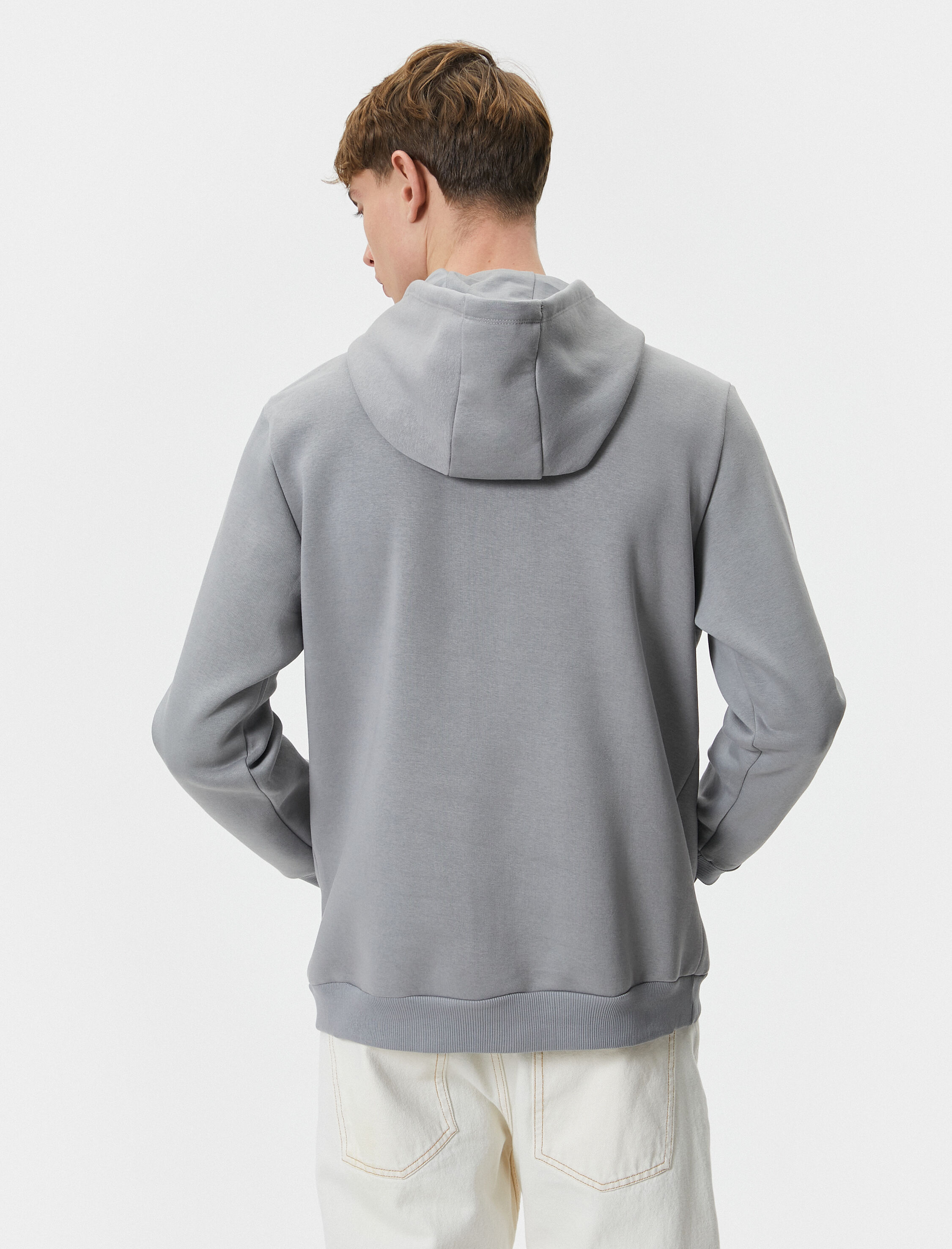   Kapşonlu Sweat Kolej Baskılı Kanguru Cep Detaylı Ribanalı Şardonlu