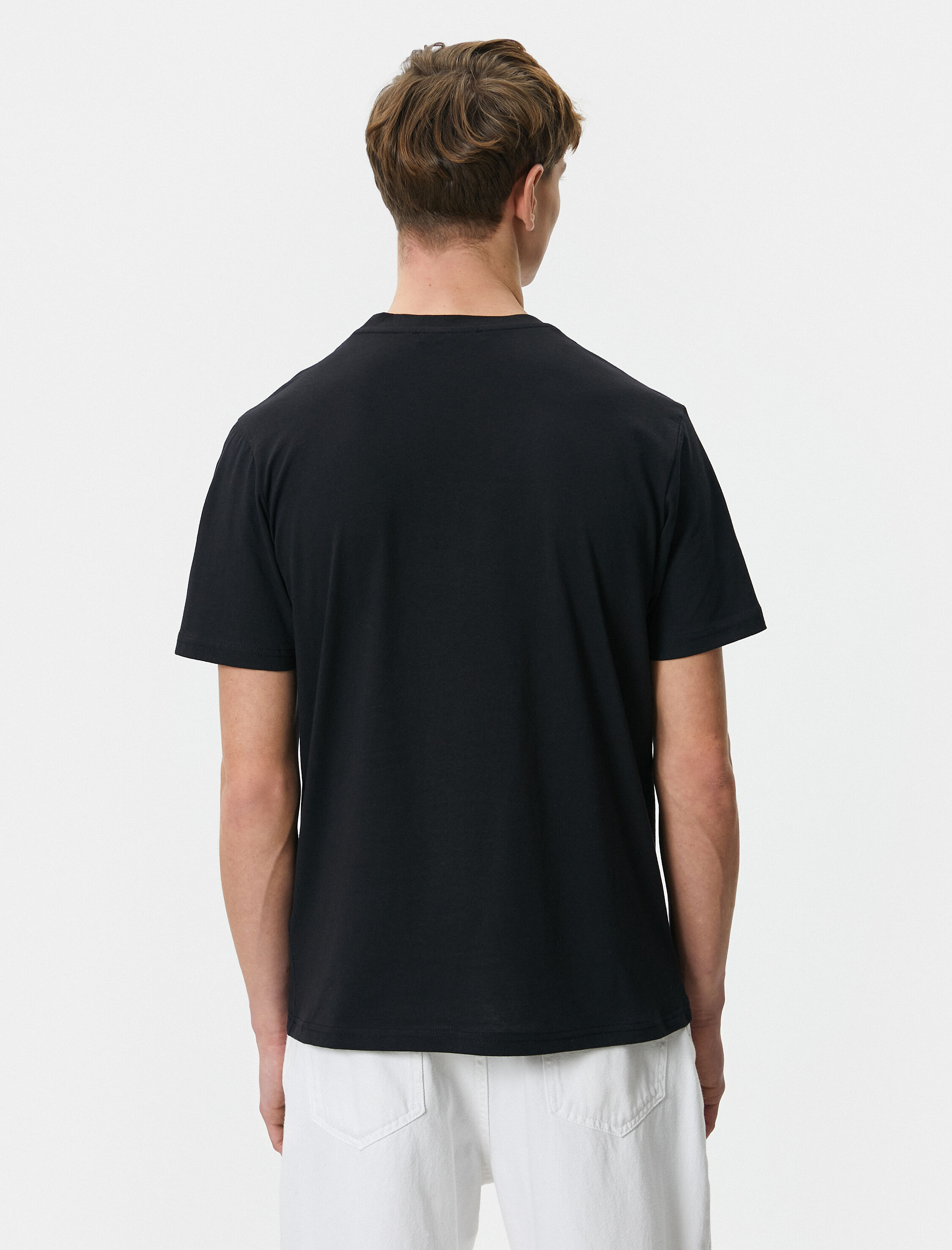   Slogan İşlemeli Tişört Bisiklet Yaka Kısa Kollu Pamuklu