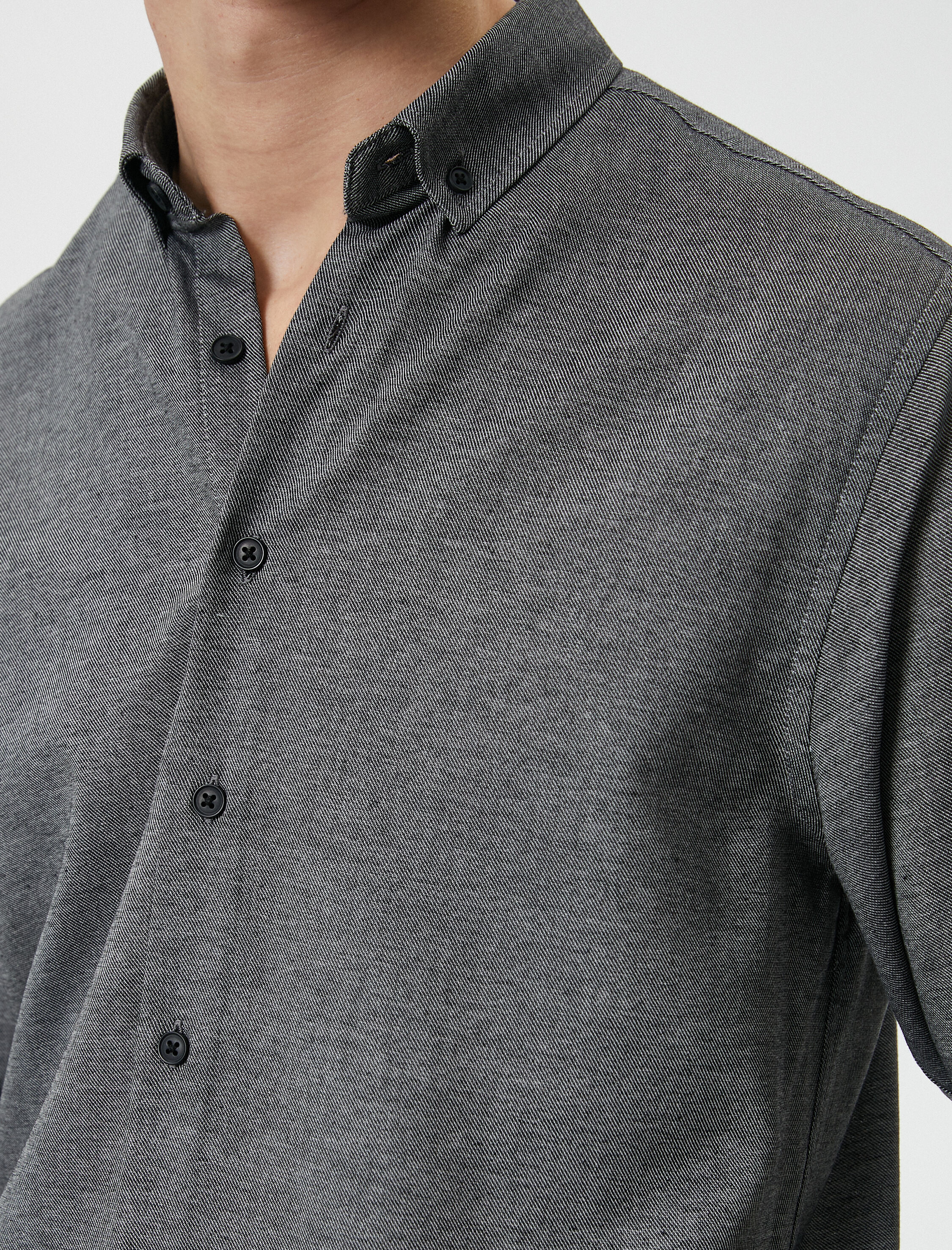   Slim Fit Gömlek Klasik Yaka Uzun Kollu Düğmeli