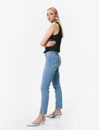 Normal Bel Kot Pantolon Düz Paça Pamuklu Cepli Normal Kesim - Eve Jean