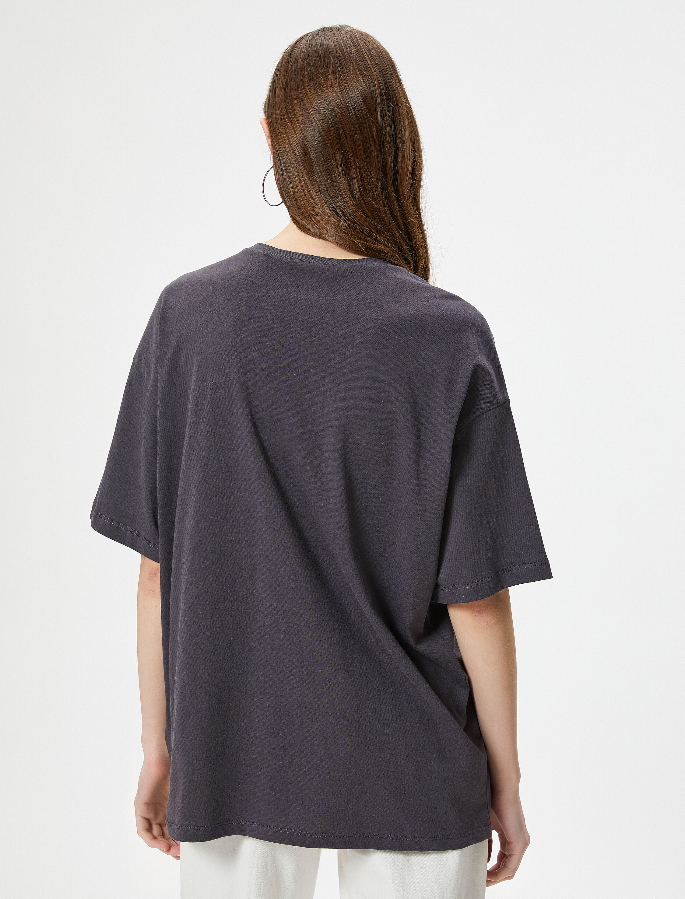   Baskılı Tişört Rahat Kesim Kısa Kollu Yuvarlak Yaka Pamuklu