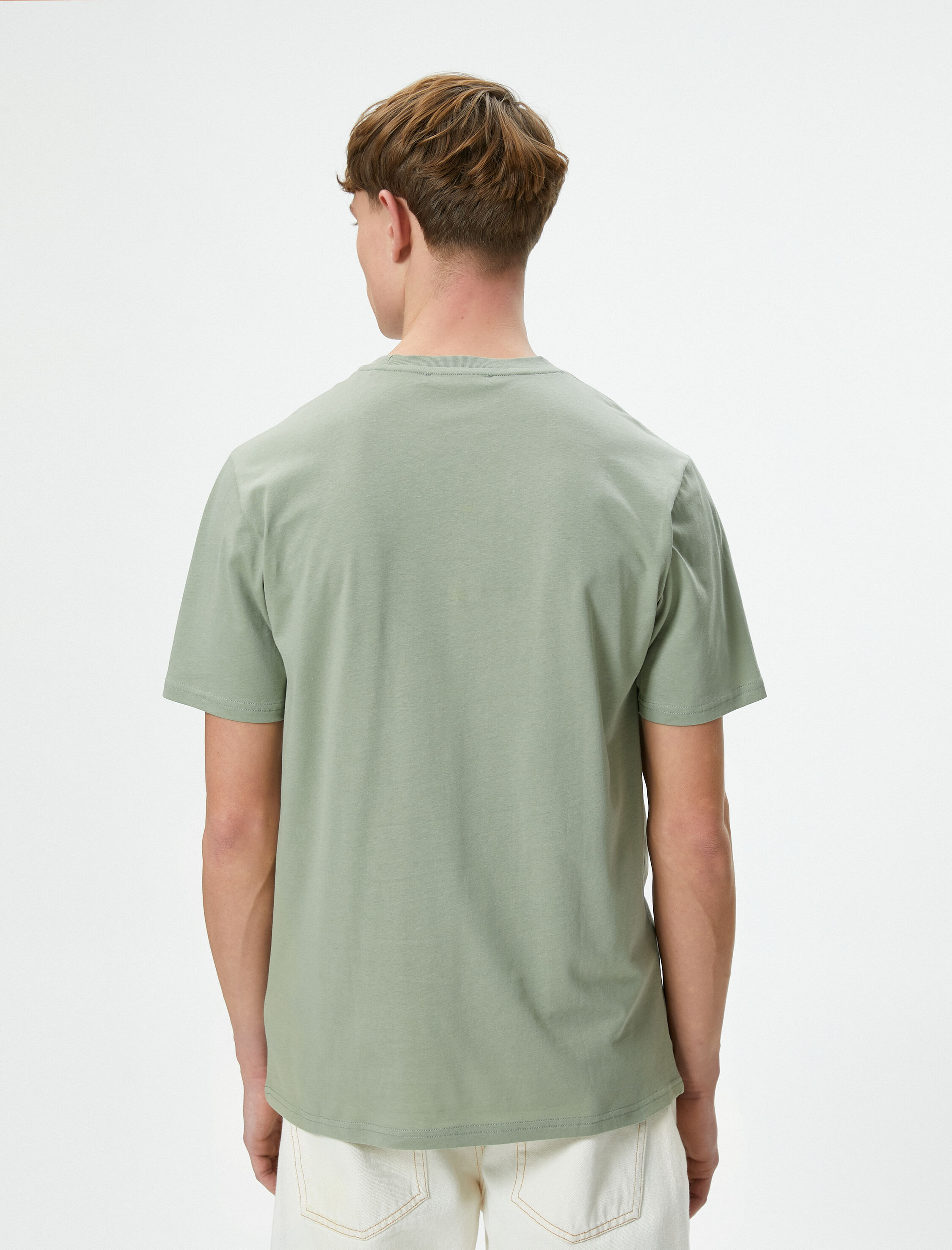   Slogan Baskılı Tişört Slim Fit Bisiklet Yaka Kısa Kollu Pamuklu