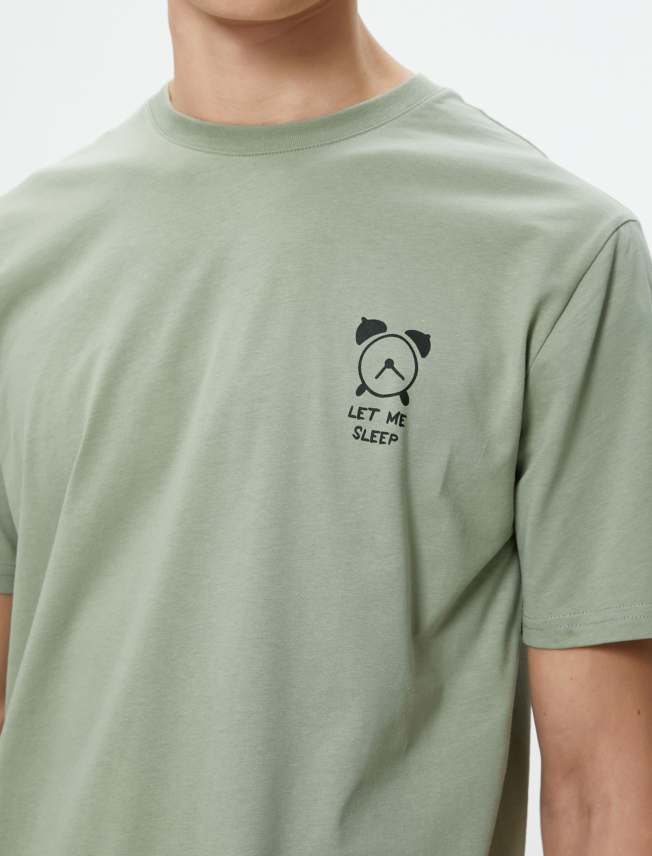   Slogan Baskılı Tişört Slim Fit Bisiklet Yaka Kısa Kollu Pamuklu