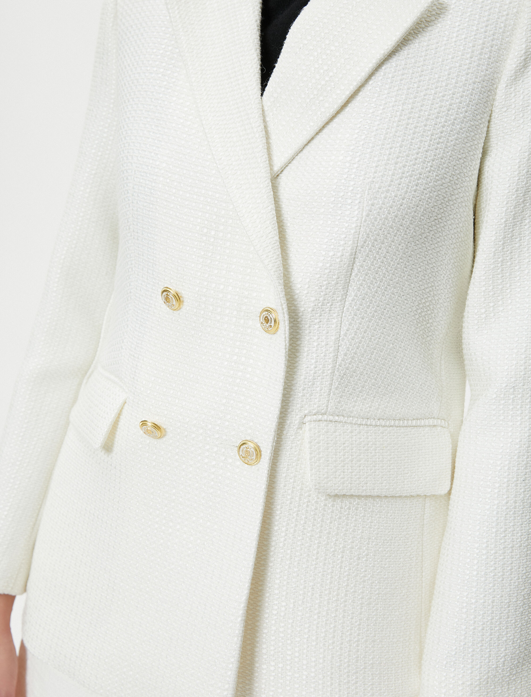   Tüvit Blazer Ceket Kruvaze Düğmeli Cepli