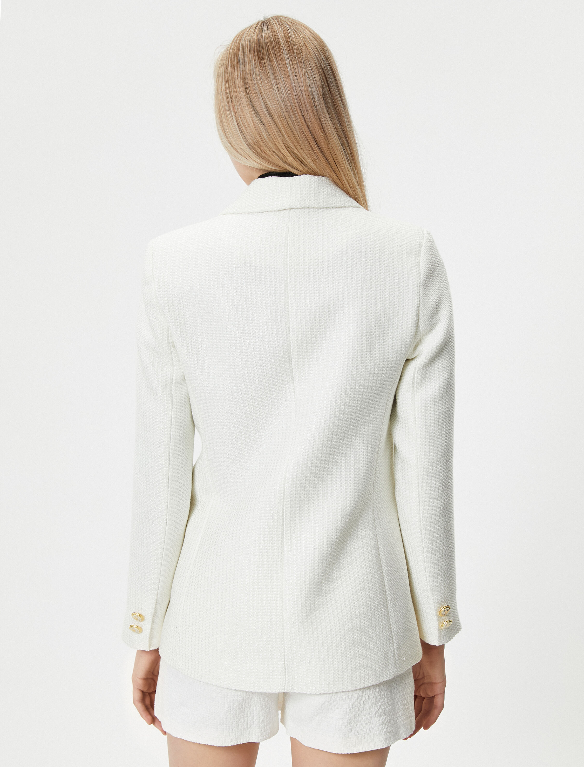   Tüvit Blazer Ceket Kruvaze Düğmeli Cepli