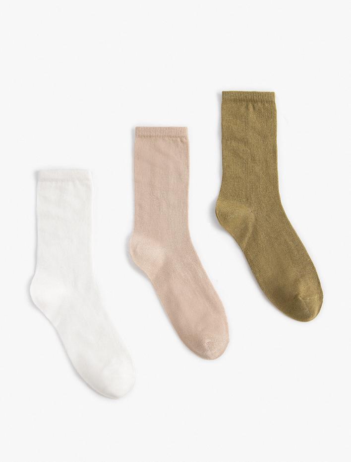 Kadın 3'lü Basic Soket Çorap Seti Çok Renkli