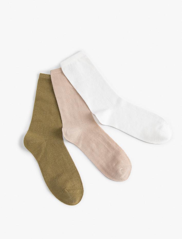 Kadın 3'lü Basic Soket Çorap Seti Çok Renkli