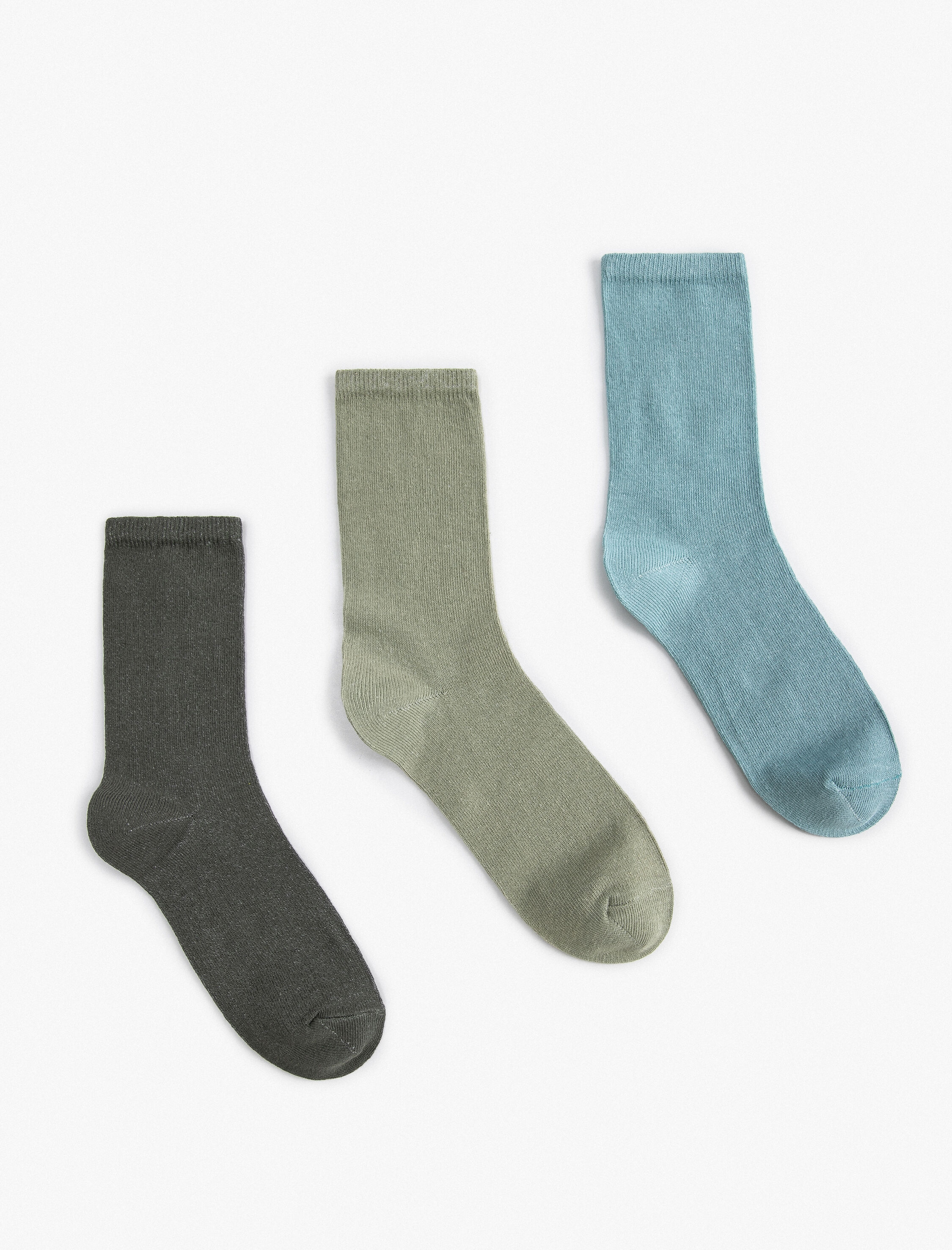  Kadın 3'lü Basic Soket Çorap Seti Çok Renkli