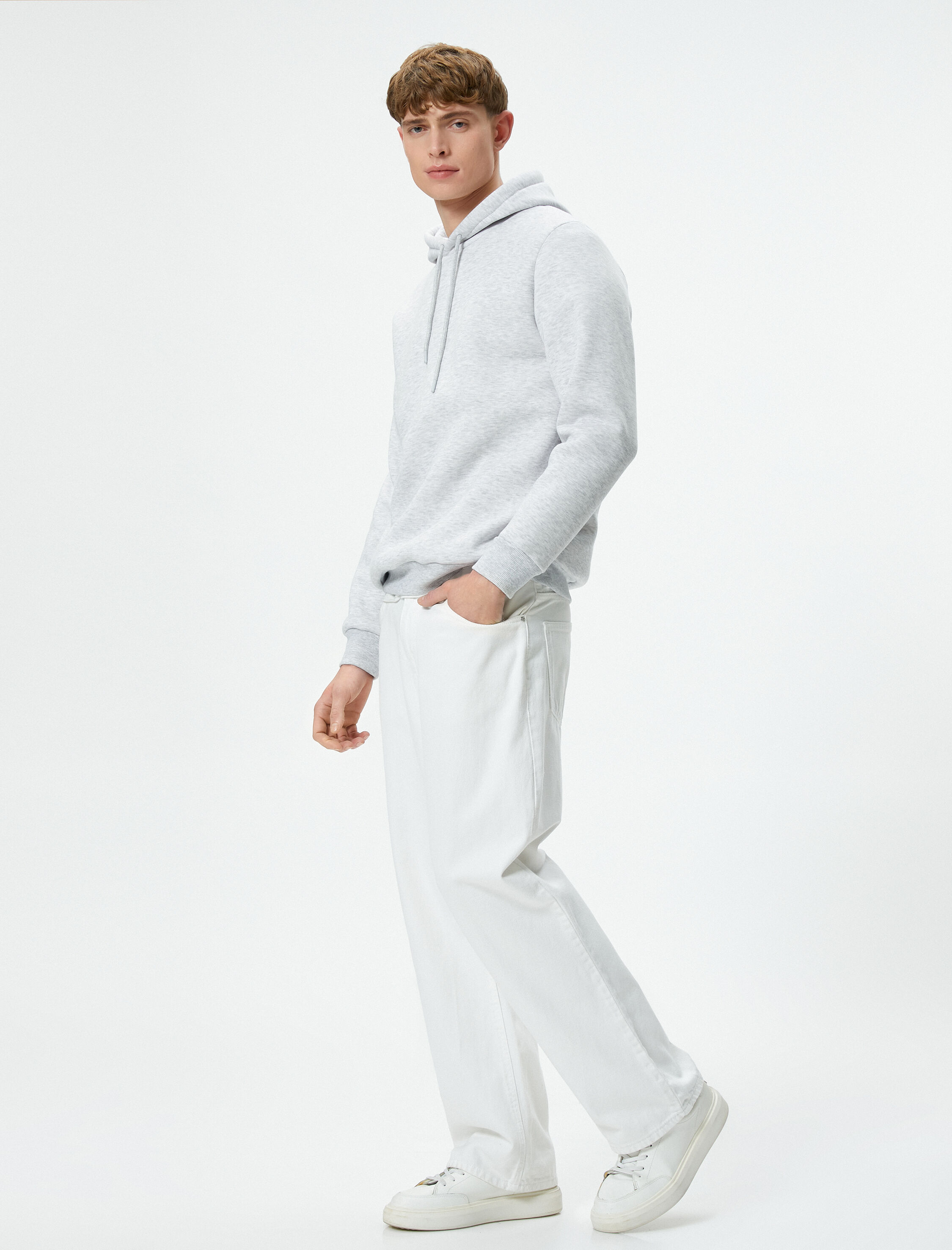   Basic Kapşonlu Sweatshirt Uzun Kollu Ribanalı Şardonlu