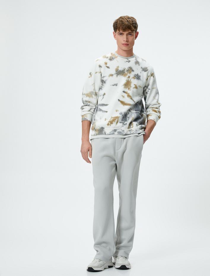  Eşofman Altı Boru Paça Beli Lastikli Cep Detaylı İşlemeli Şardonlu