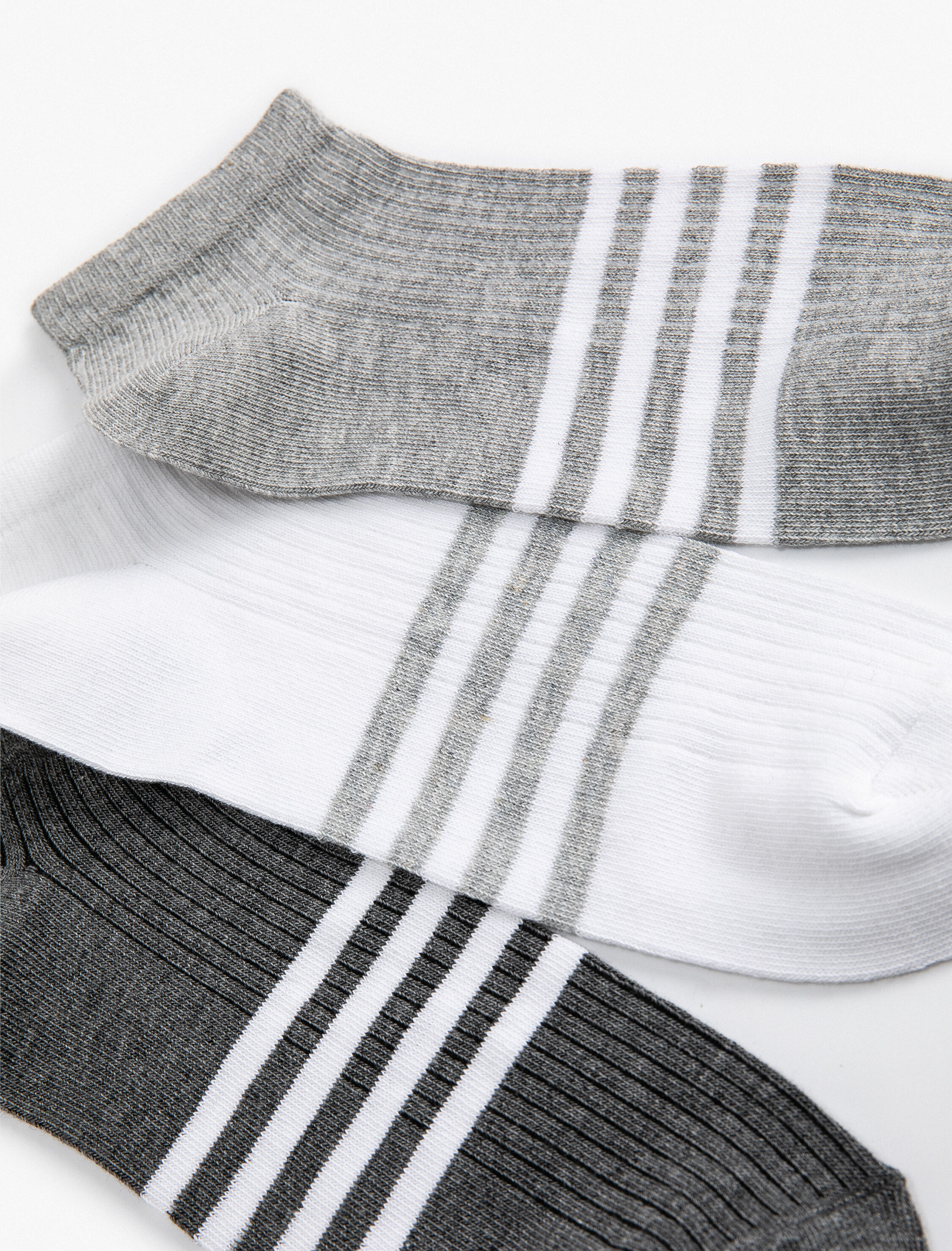  Erkek Çizgili 3'lü Patik Çorap Seti Çok Renkli