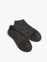 2'li Patik Çorap Seti Sim Detaylı Çok Renkli
