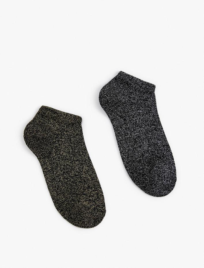 Kadın 2'li Patik Çorap Seti Sim Detaylı Çok Renkli