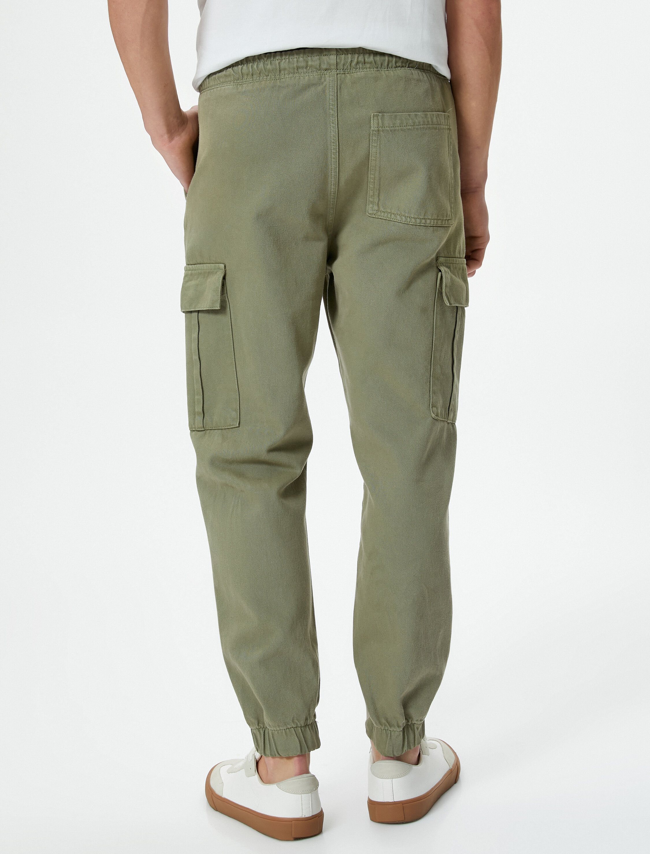 Yıkamalı Pantolon Kargo Cepli Jogger Rahat Kesim Beli Bağcıklı