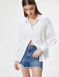 Oversize Gömlek Uzun Kollu Klasik Yaka Pamuklu
