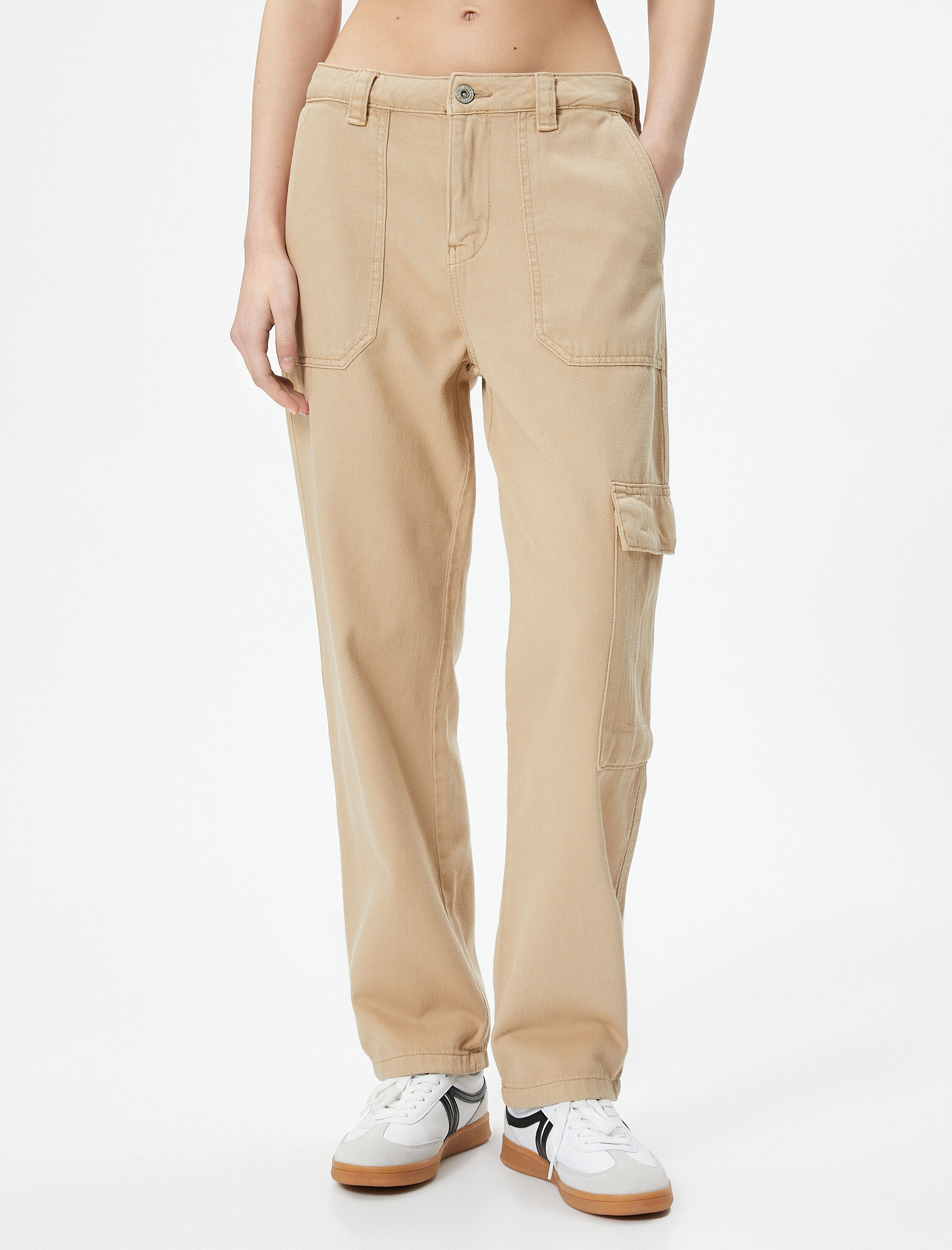   Kargo Kot Pantolon Kısa Düz Paça Standart Bel Cepli Pamuklu - Eve Jean