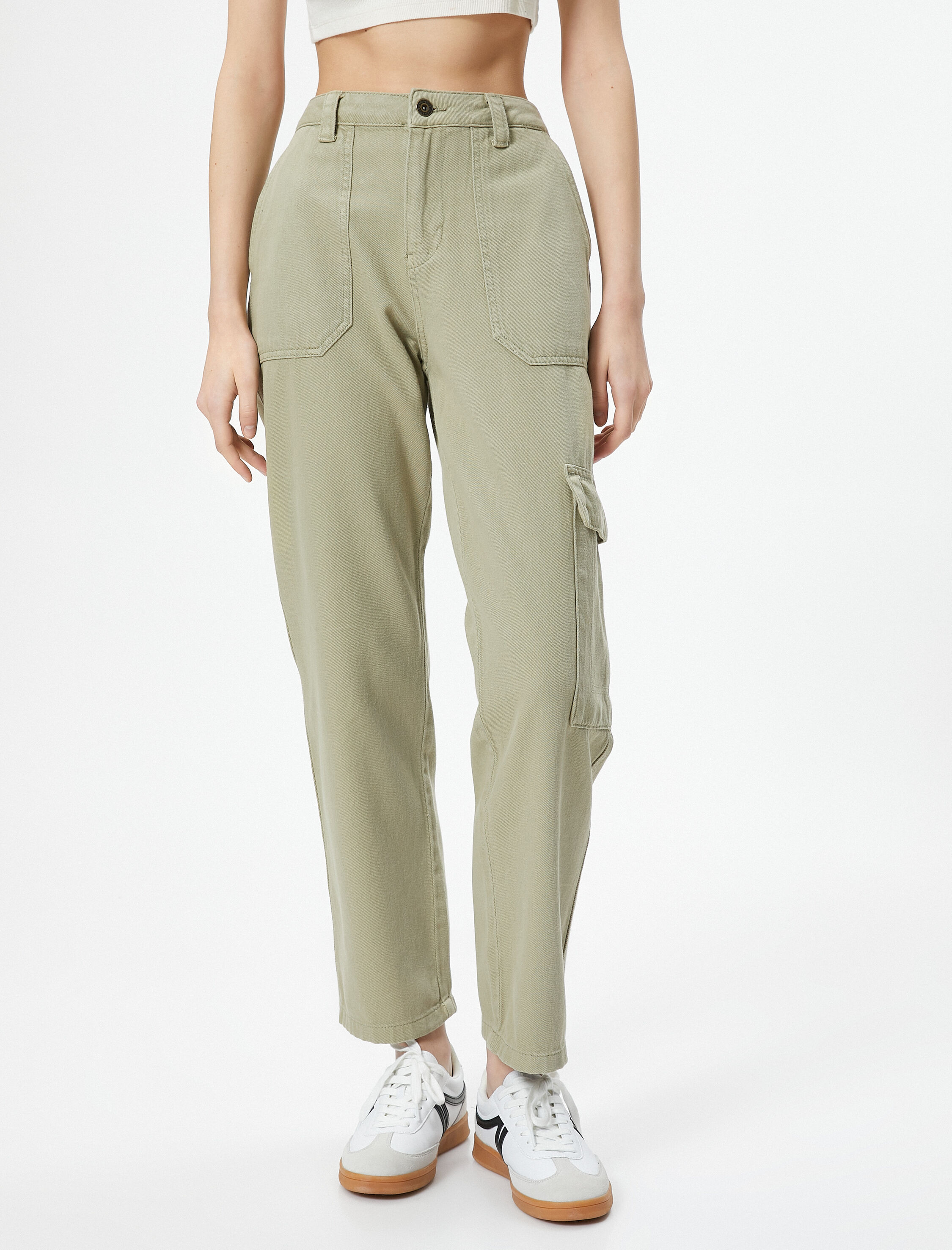   Kargo Kot Pantolon Kısa Düz Paça Standart Bel Cepli Pamuklu - Eve Jean