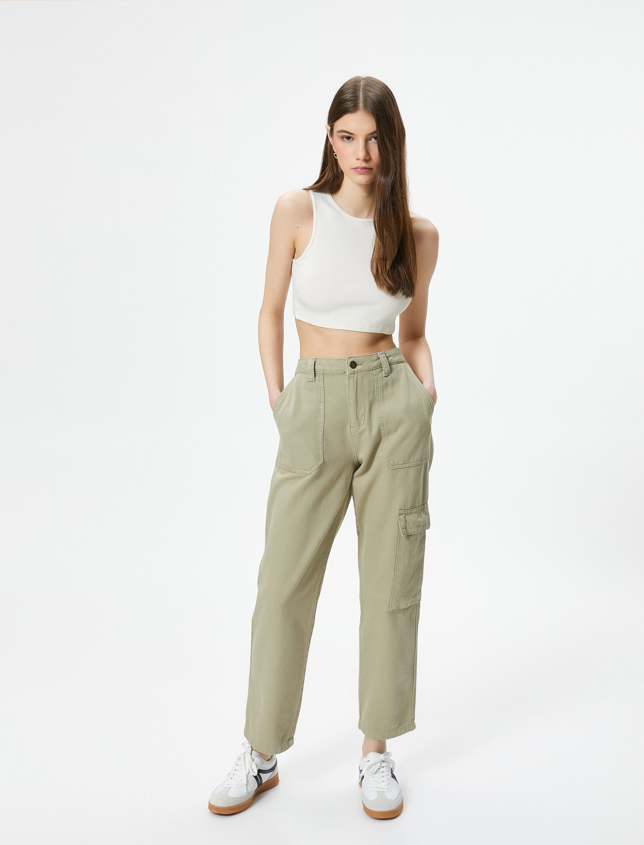   Kargo Kot Pantolon Kısa Düz Paça Standart Bel Cepli Pamuklu - Eve Jean