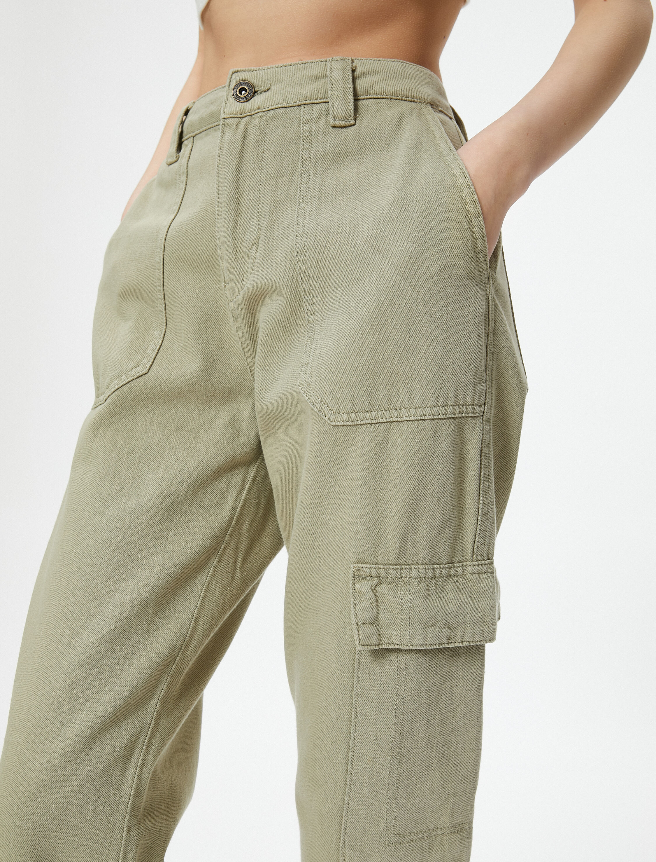   Kargo Kot Pantolon Kısa Düz Paça Standart Bel Cepli Pamuklu - Eve Jean