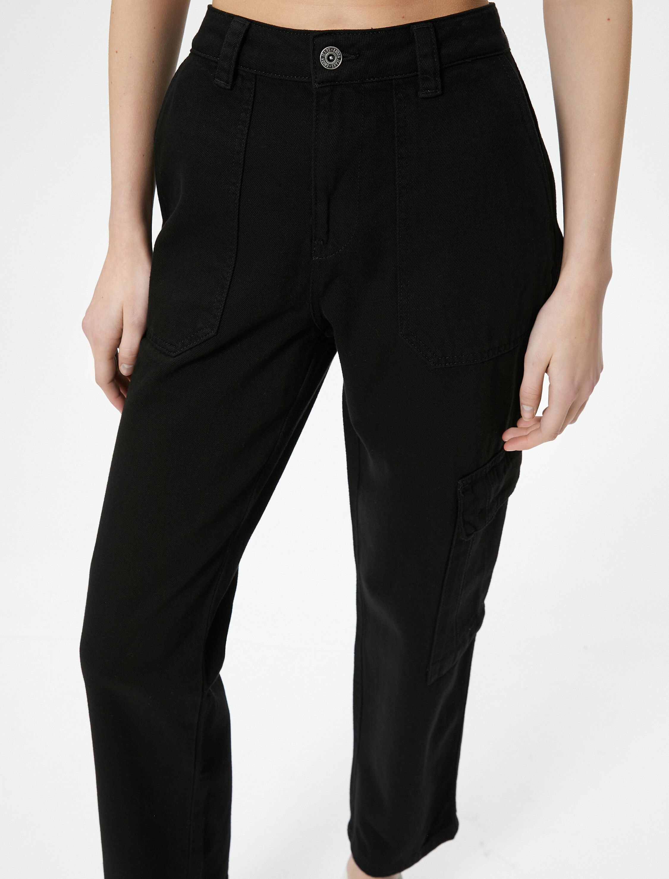   Kargo Kot Pantolon Kısa Düz Paça Standart Bel Cepli Pamuklu - Eve Jean