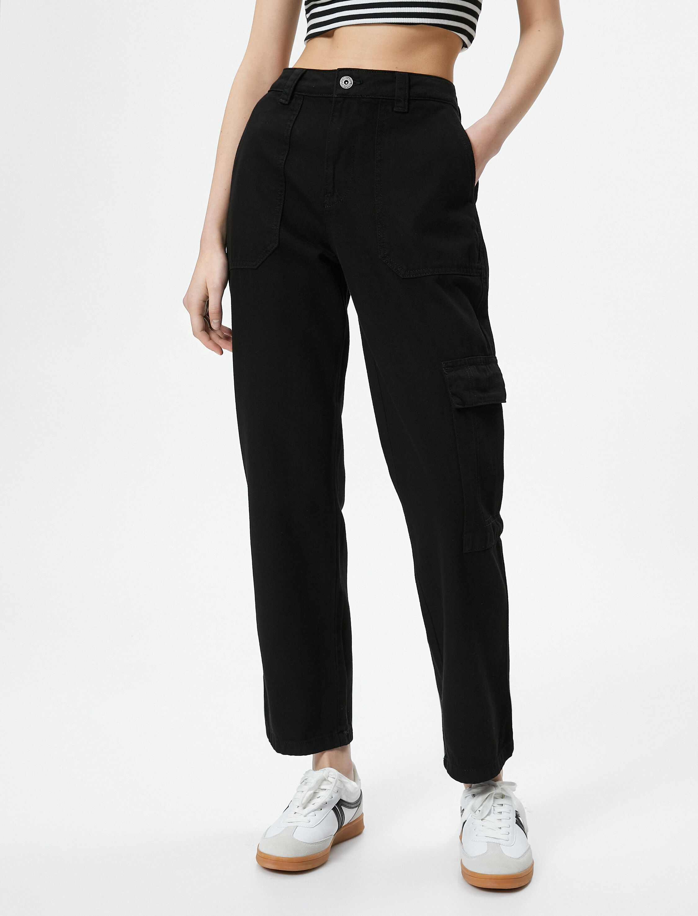   Kargo Kot Pantolon Kısa Düz Paça Standart Bel Cepli Pamuklu - Eve Jean