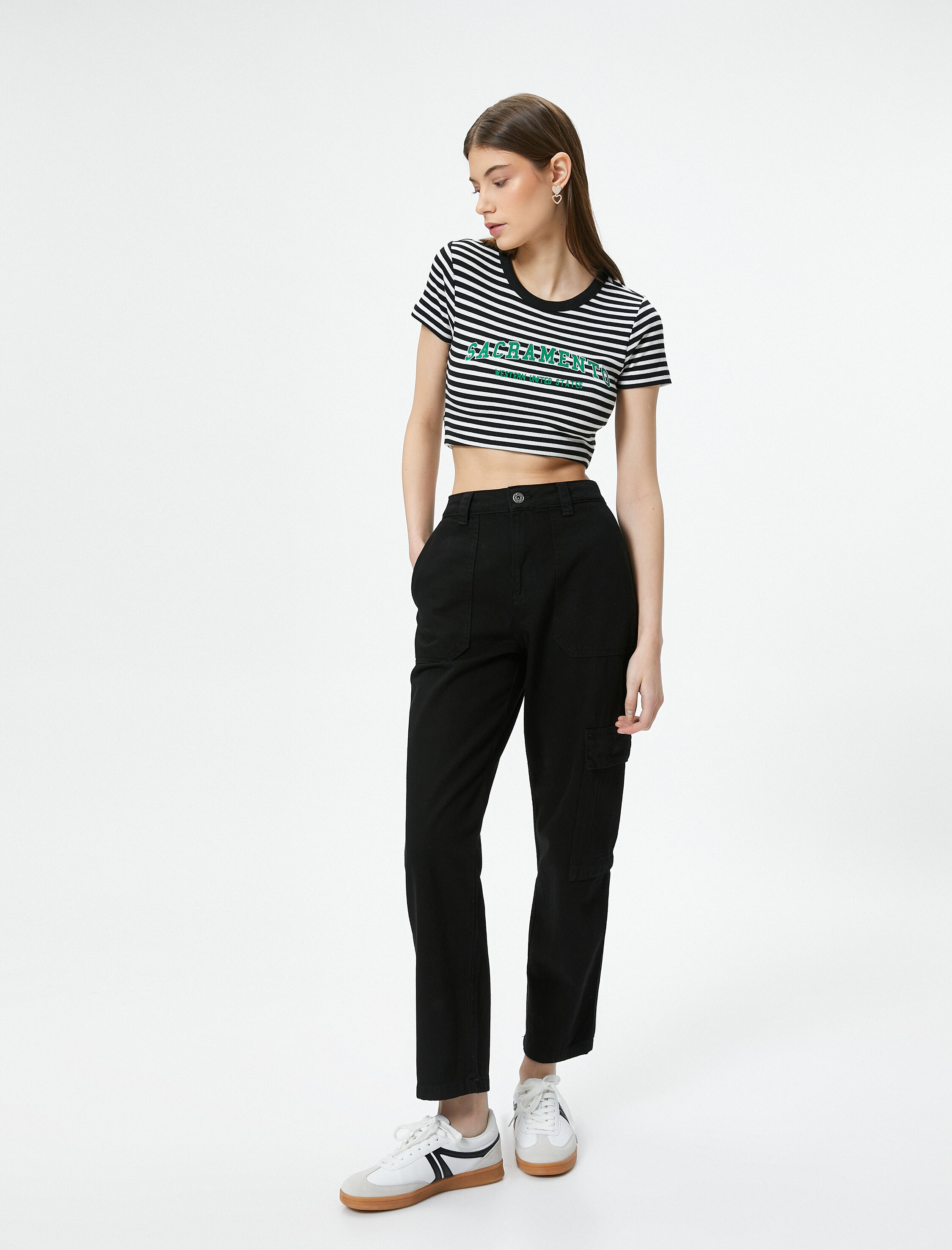   Kargo Kot Pantolon Kısa Düz Paça Standart Bel Cepli Pamuklu - Eve Jean