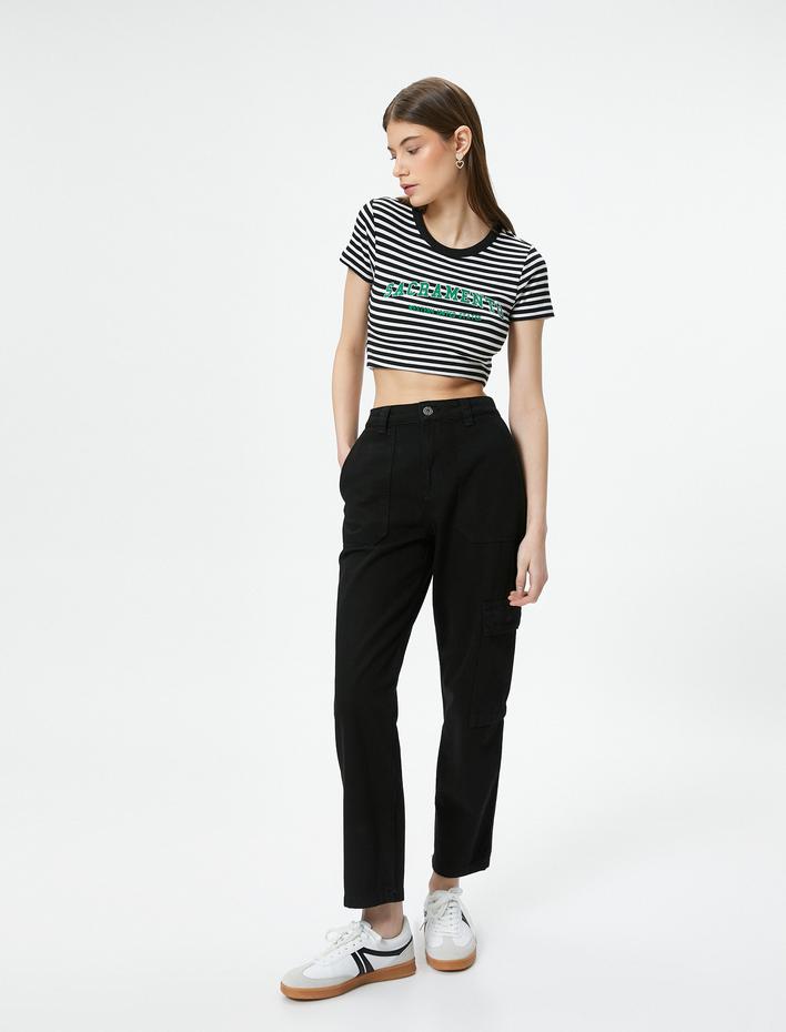  Kargo Kot Pantolon Kısa Düz Paça Standart Bel Cepli Pamuklu - Eve Jean
