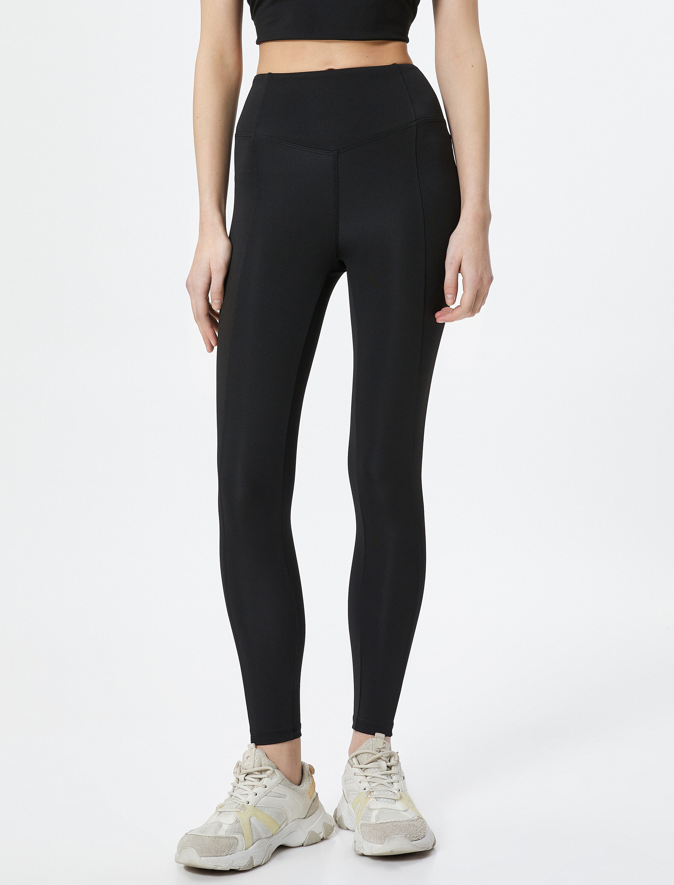   Spor Tayt Standart Bel Dikiş Detaylı Dar Kalıp