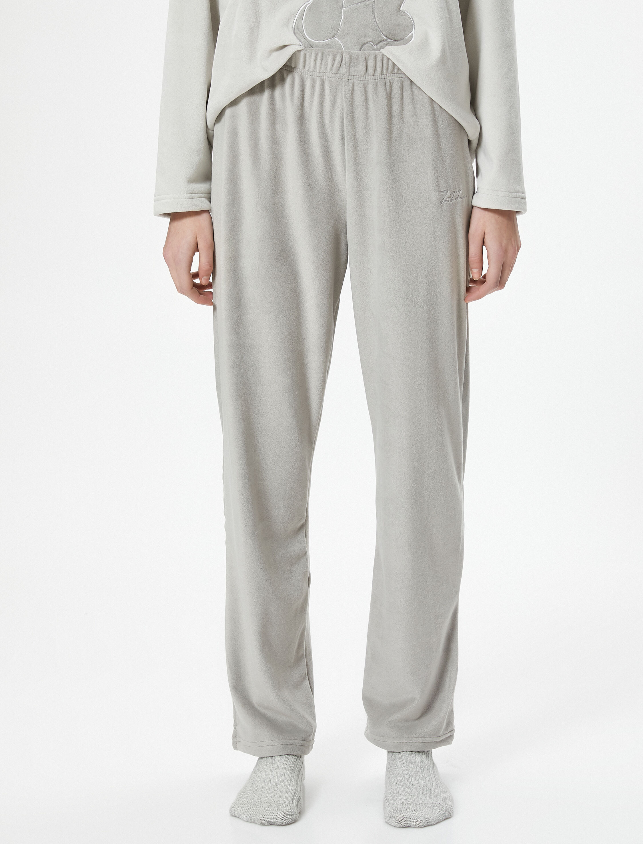   Polar Pijama Altı Nakışlı Beli Lastikli