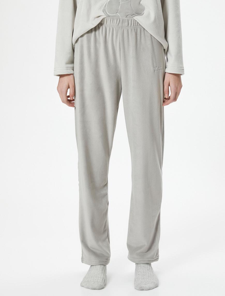   Polar Pijama Altı Nakışlı Beli Lastikli