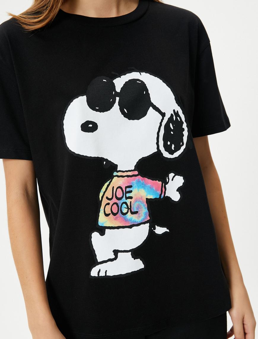   Snoopy Tişört Lisanslı Baskılı Kısa Kollu Bisiklet Yaka Pamuklu