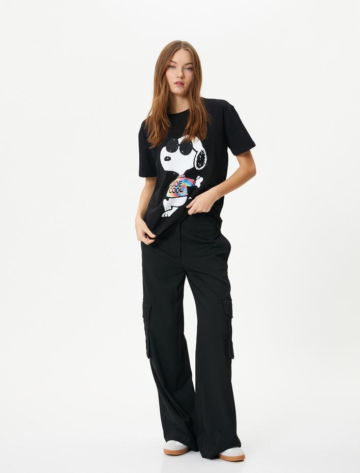  Snoopy Tişört Lisanslı Baskılı Kısa Kollu Bisiklet Yaka Pamuklu