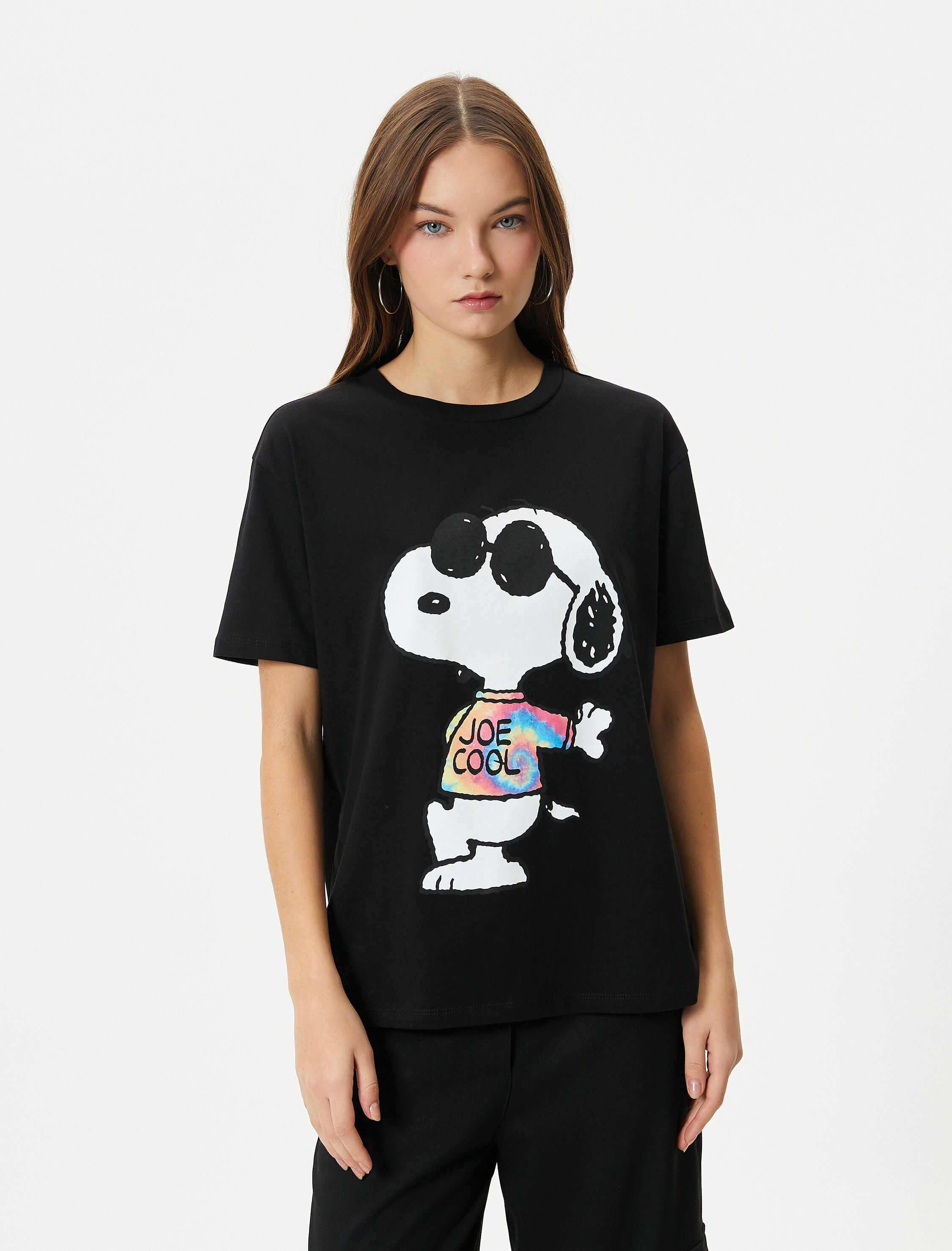   Snoopy Tişört Lisanslı Baskılı Kısa Kollu Bisiklet Yaka Pamuklu