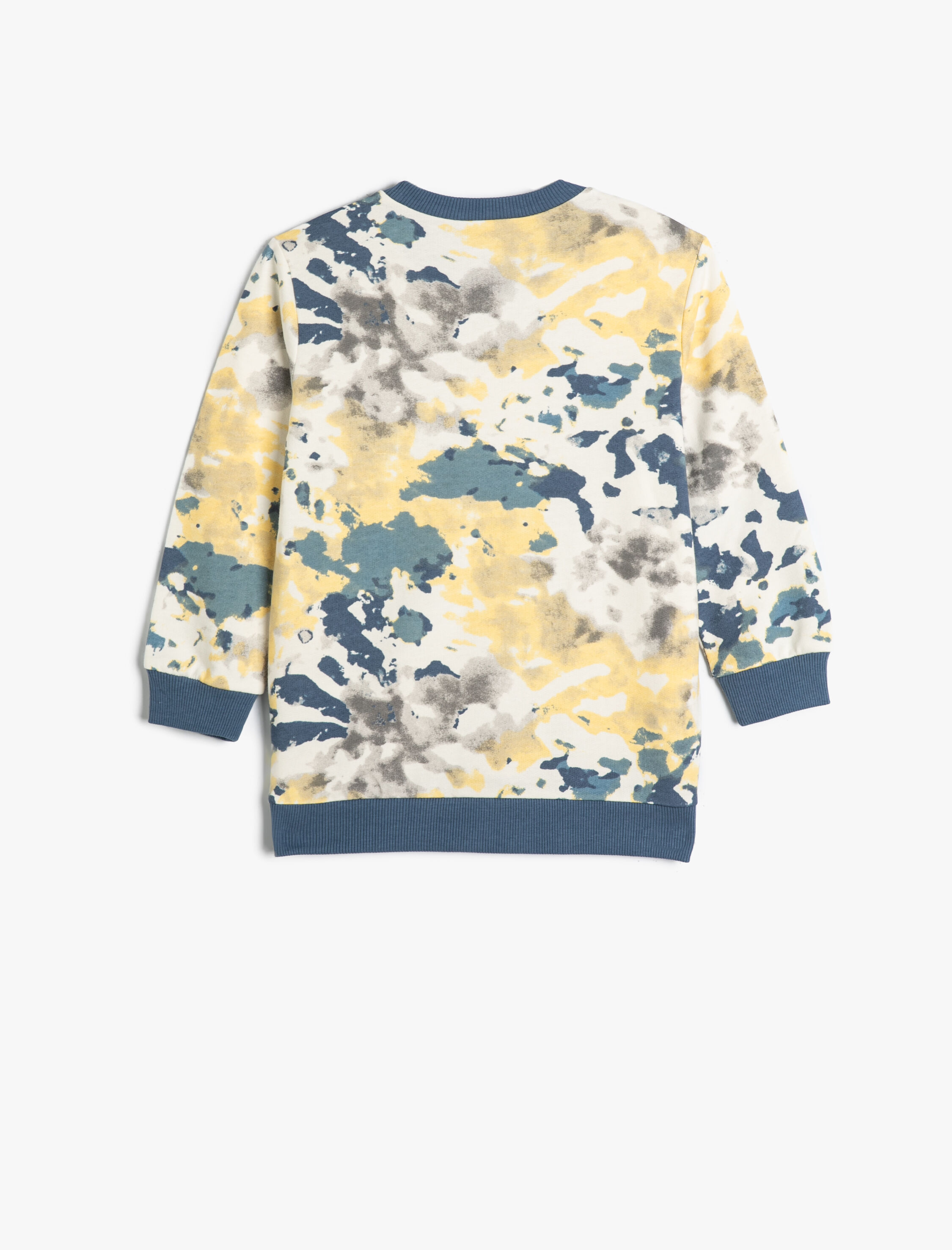  Erkek Çocuk Sweatshirt Batik Desenli Bisiklet Yaka Şardonlu Pamuklu