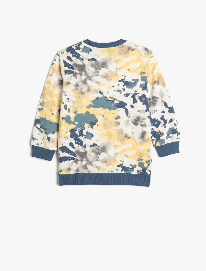 Erkek Çocuk Sweatshirt Batik Desenli Bisiklet Yaka Şardonlu Pamuklu