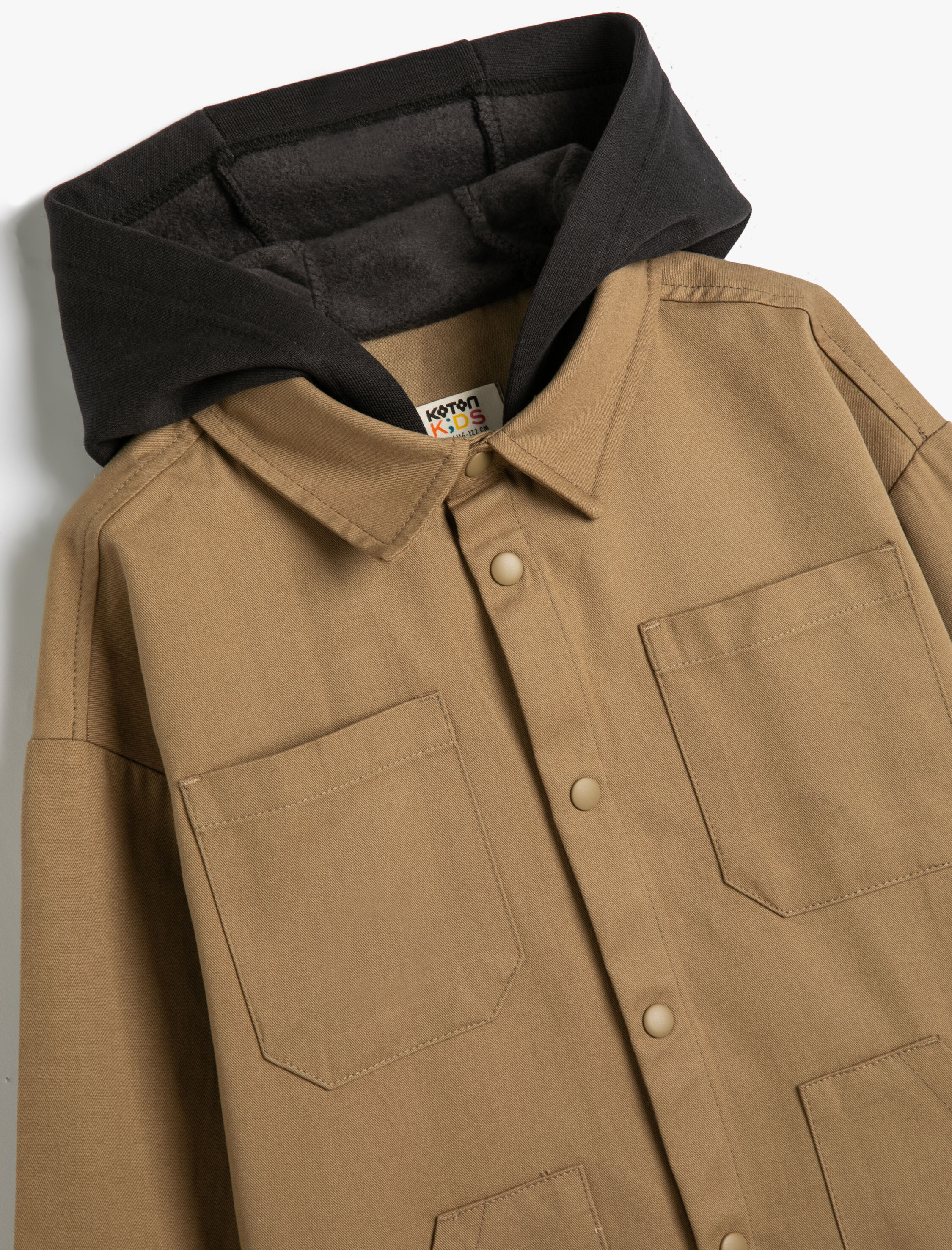  Erkek Çocuk Mevsimlik Ceket Kapşonlu Oversize Cepli Arkası Baskılı Pamuklu