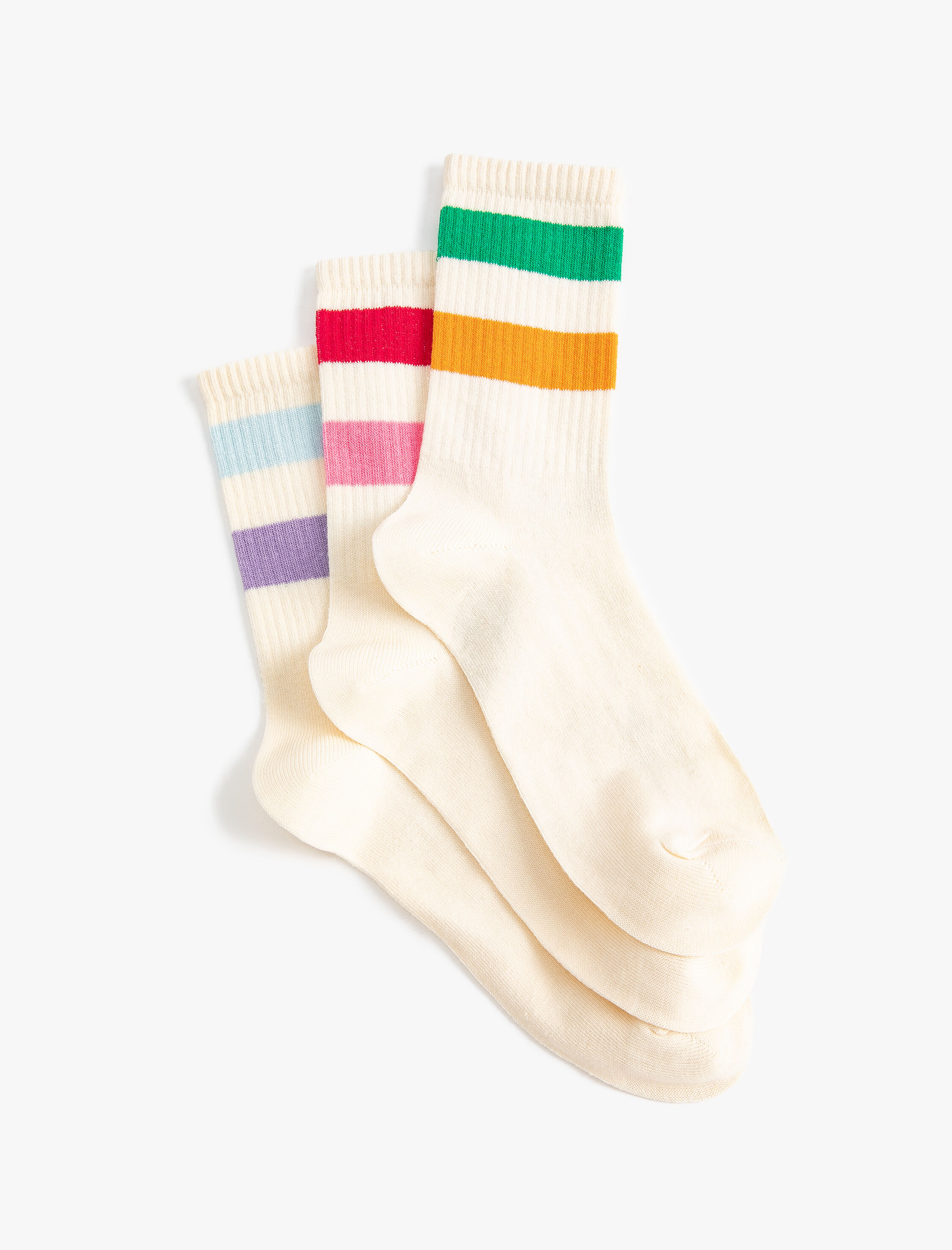  Kadın Kolej Çorap Seti 3'lü Şerit Detaylı