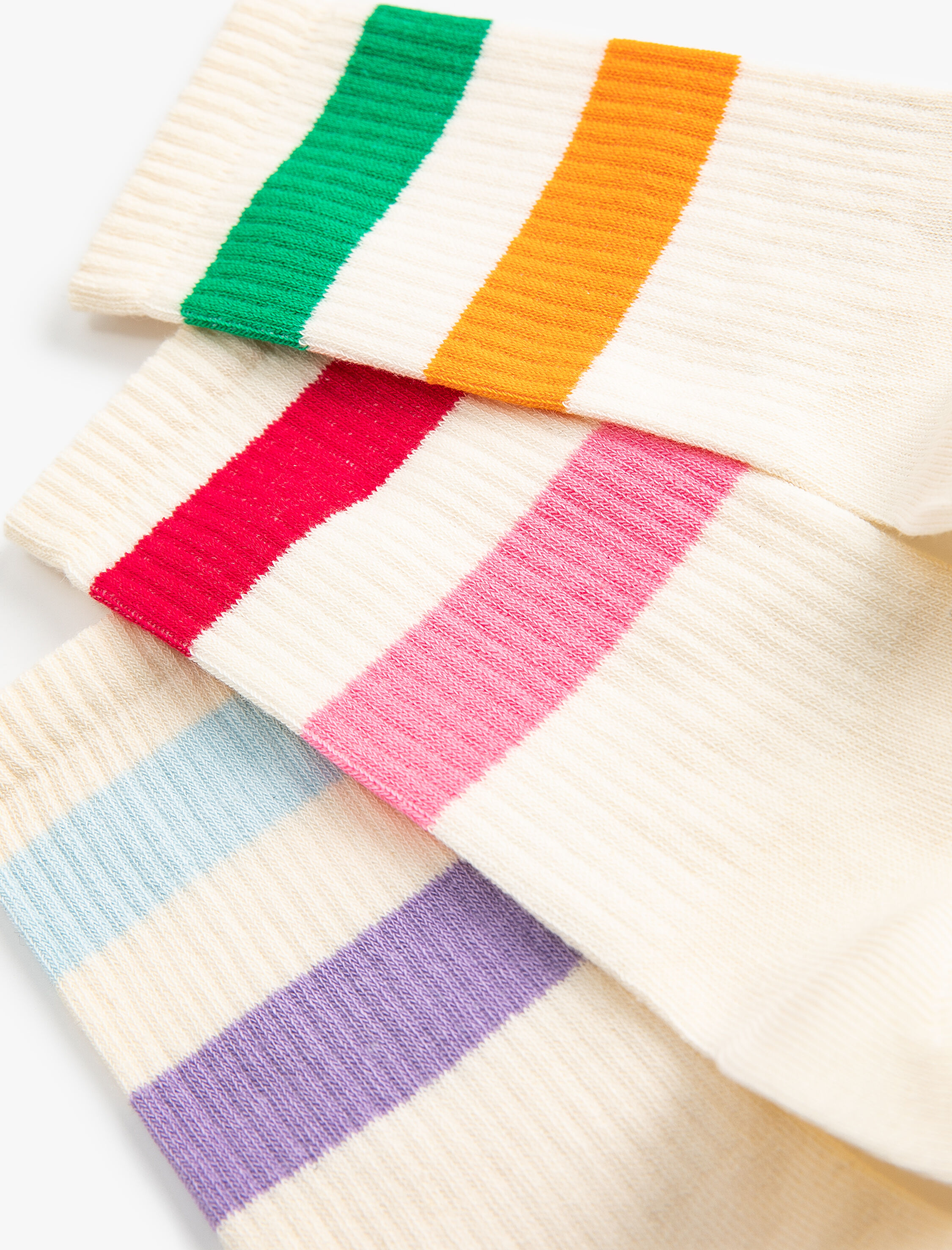  Kadın Kolej Çorap Seti 3'lü Şerit Detaylı