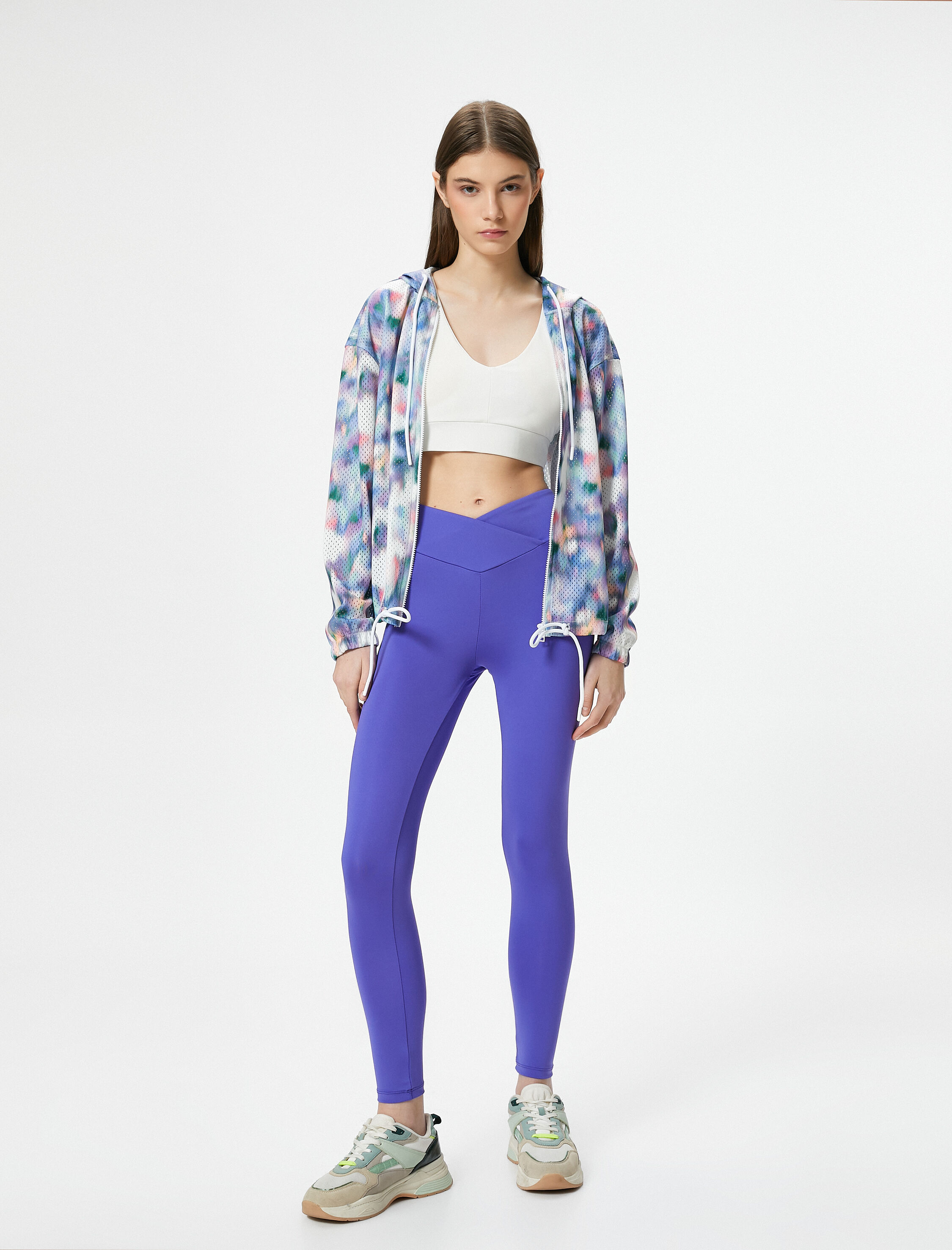   Asimetrik Kesim Yüksek Bel Spor Tayt Slim Fit