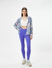 Asimetrik Kesim Yüksek Bel Spor Tayt Slim Fit