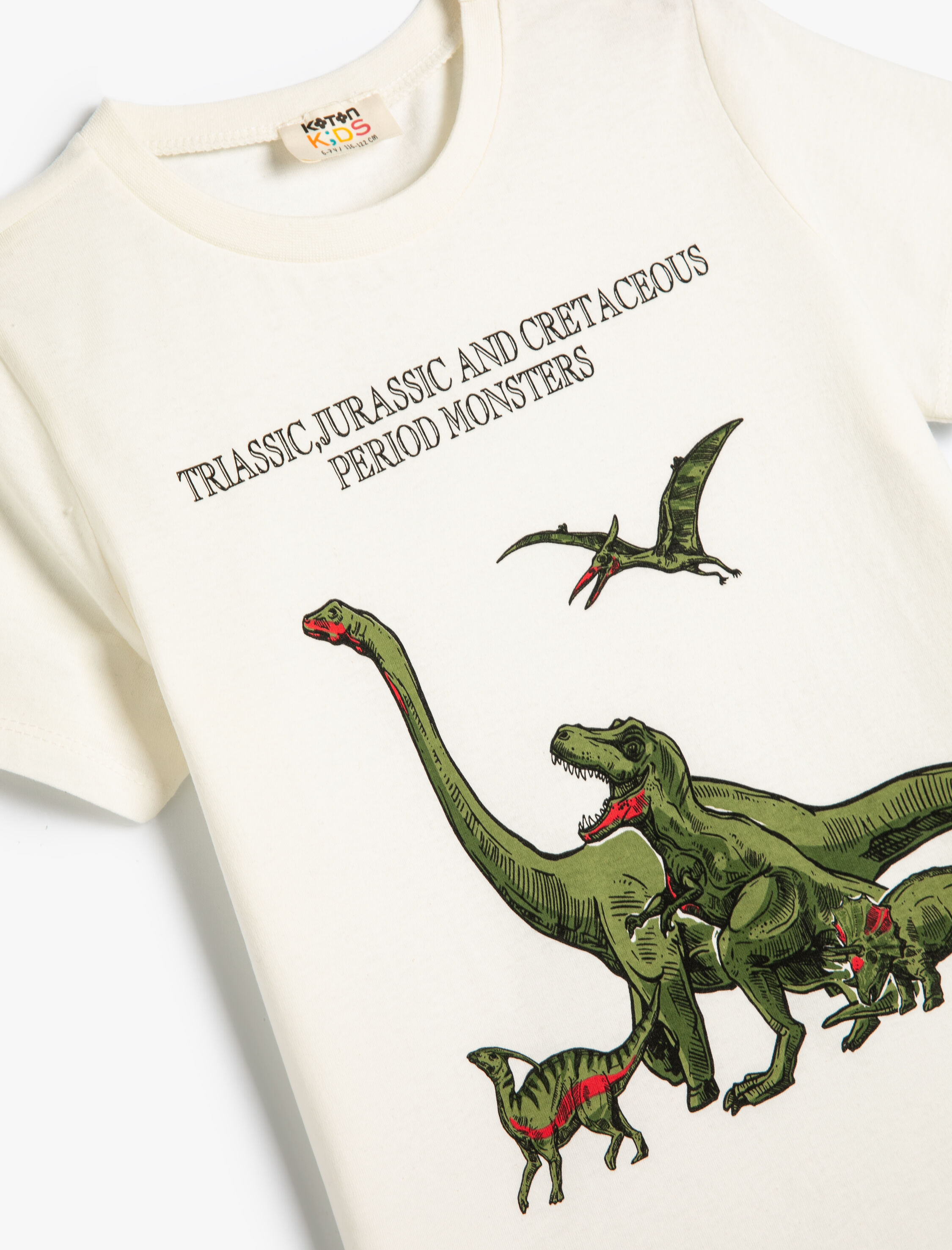  Erkek Çocuk Dinozorlu Tişört Kısa Kollu Bisiklet Yaka Pamuklu