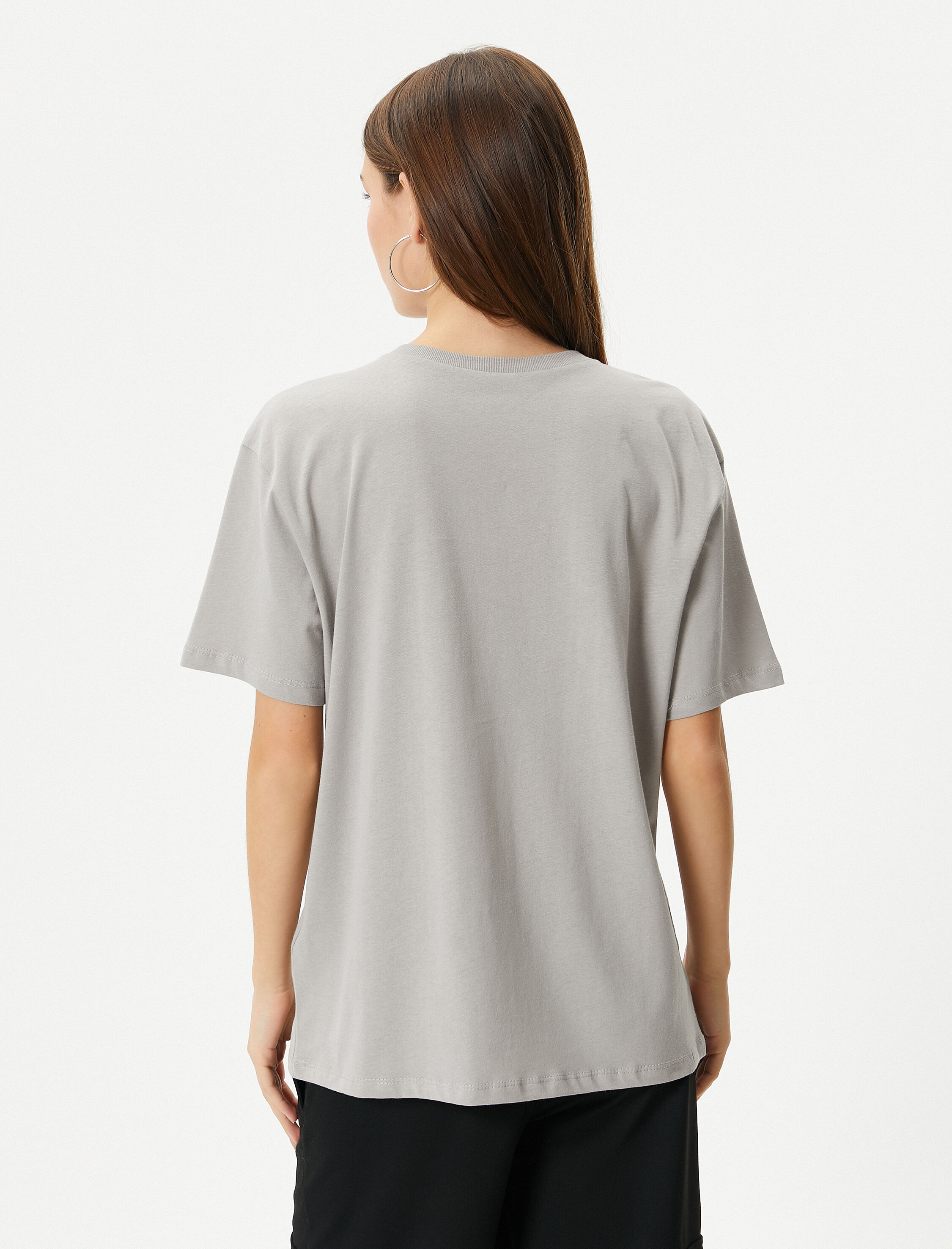   Baskılı Tişört Kısa Kollu Bisiklet Yaka Pamuklu