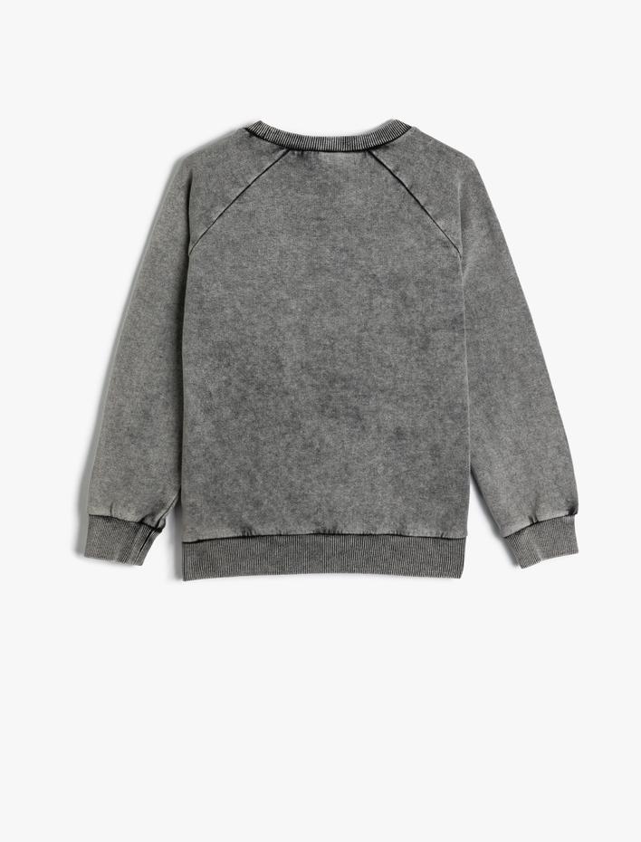 Erkek Çocuk Sweatshirt Uzun Kollu Bisiklet Yaka Slogan Baskılı Pamuklu