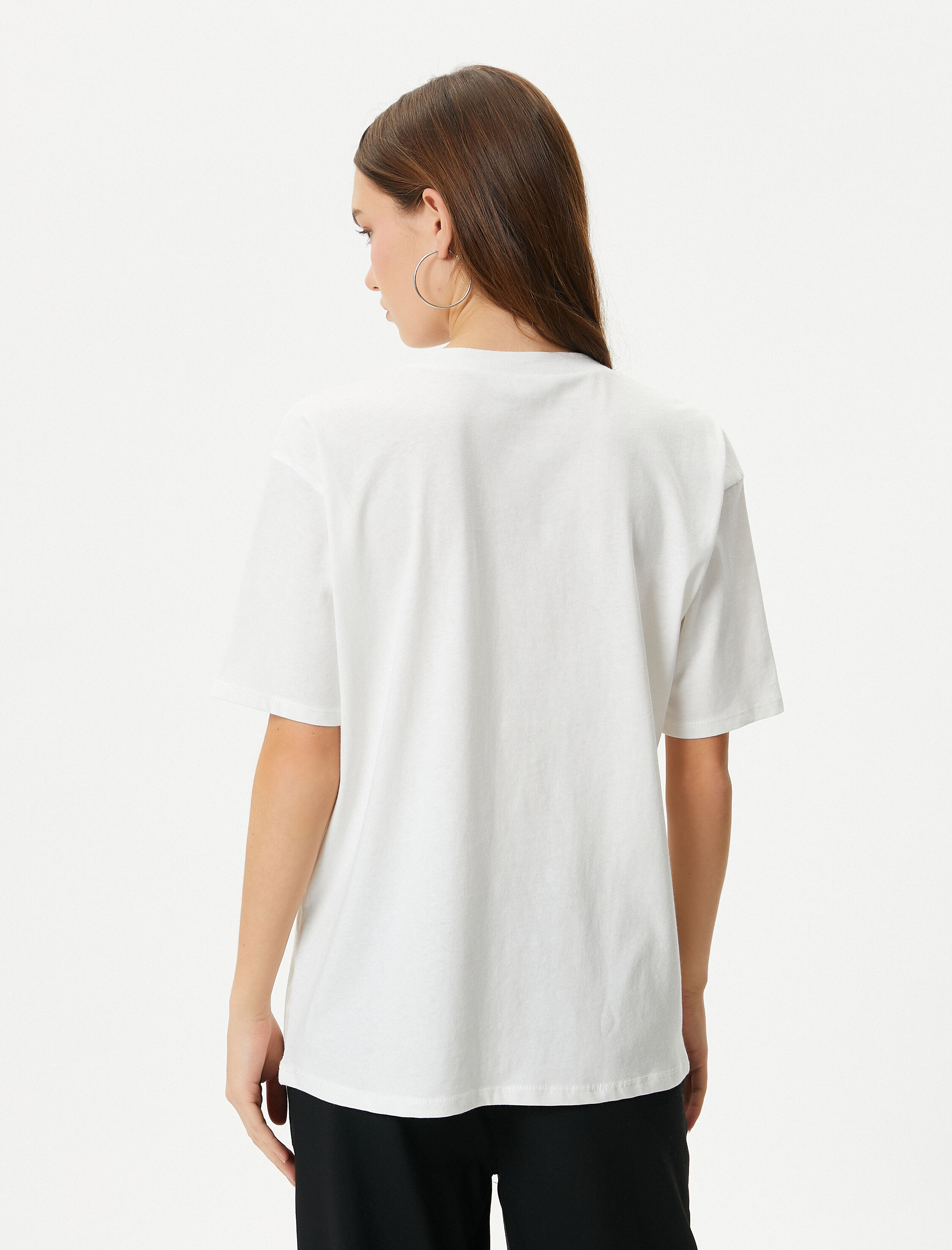   Köpek Baskılı Tişört Kısa Kollu Bisiklet Yaka Pamuklu