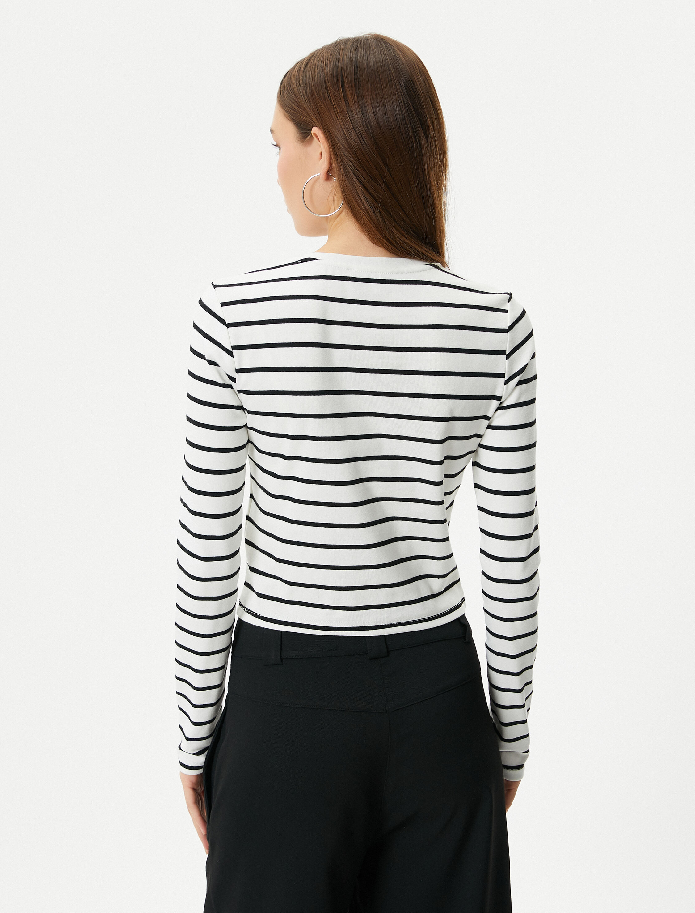   Uzun Kollu Tişört Bisiklet Yaka Pamuklu